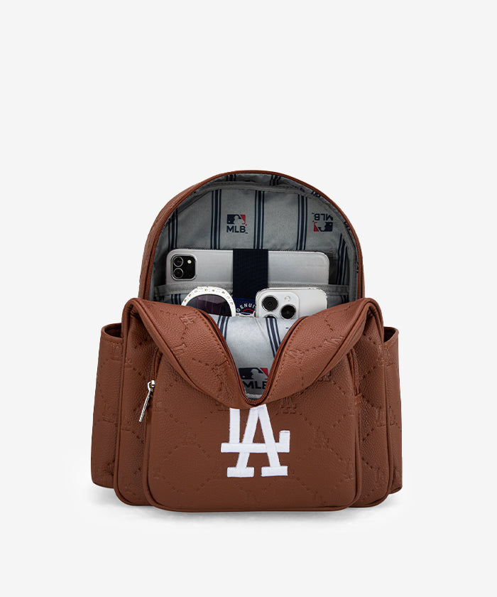 MLB Los Angeles Dodgers Genuine Leather Baseball Backpack for Men & Women - Perfect for Sports, School, Travel & Game Day