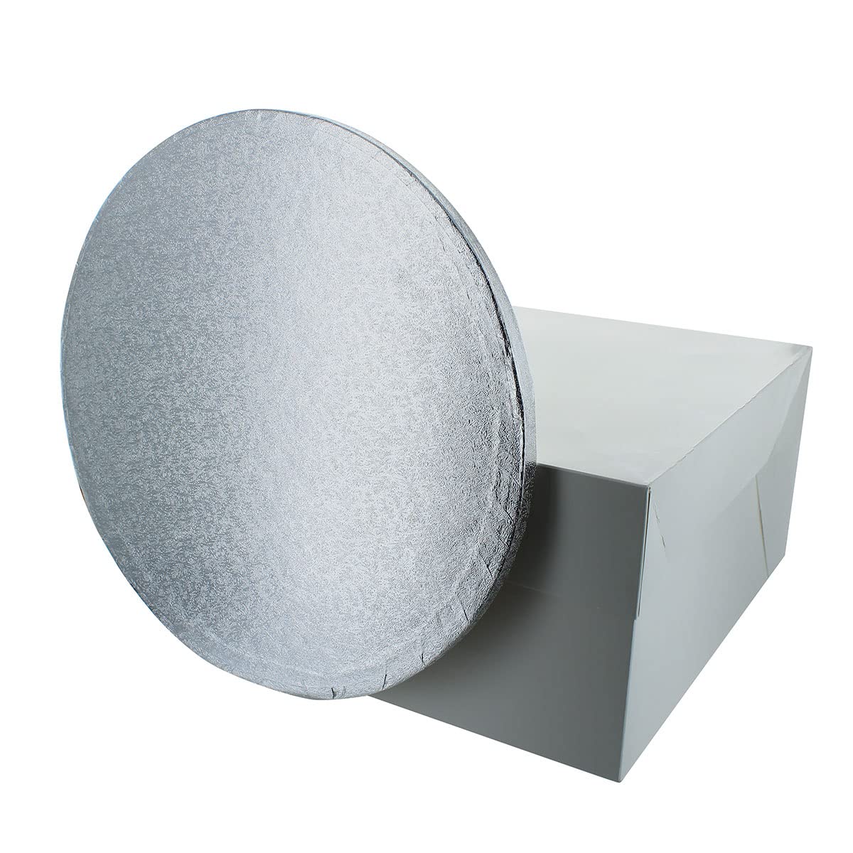Culpitt 12-Inch Round Silver Cake Drum Board with White Cake Box - Professional Baking Supplies for Wedding, Birthday & Party Cakes