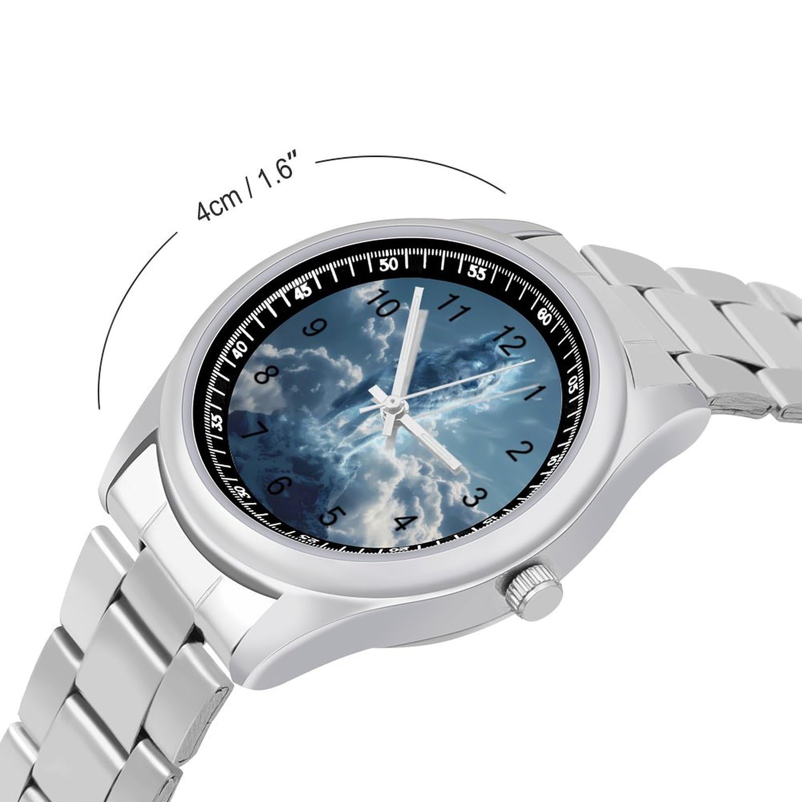 Premium Wolf Stand On Mountain Automatic Watch for Men & Women - Stainless Steel Alloy Bracelet, Fashion Quartz Wristwatch - Perfect for Outdoor Adventures, Hiking & Daily Wear