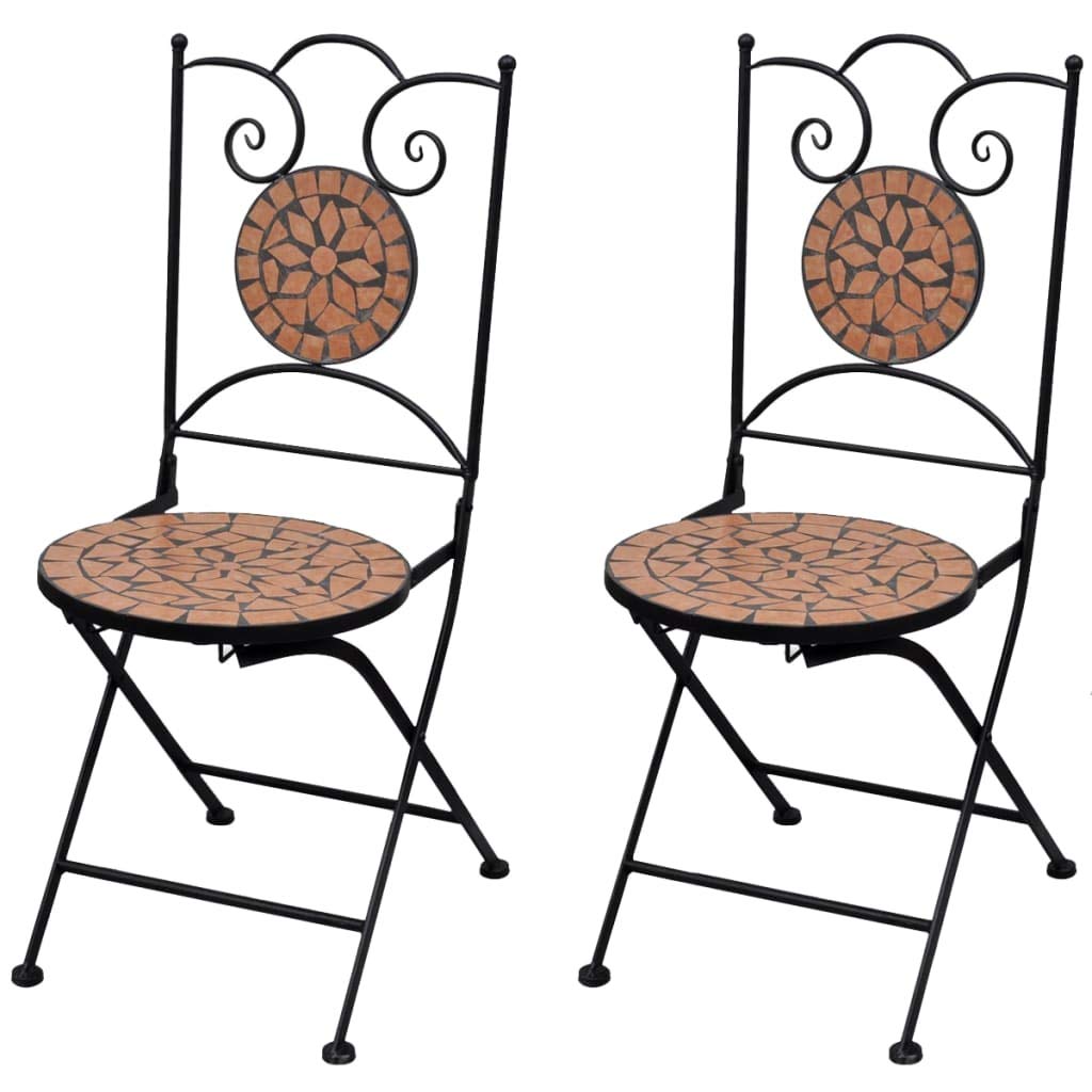 Esenlong 2-Piece Patio Bistro Set - Folding Weather-Resistant Outdoor Dining Chairs for Garden, Deck, Backyard, Porch & Camping - Ceramic Terracotta Color | Perfect for Outdoor Entertaining, Relaxing & Small Space Dining