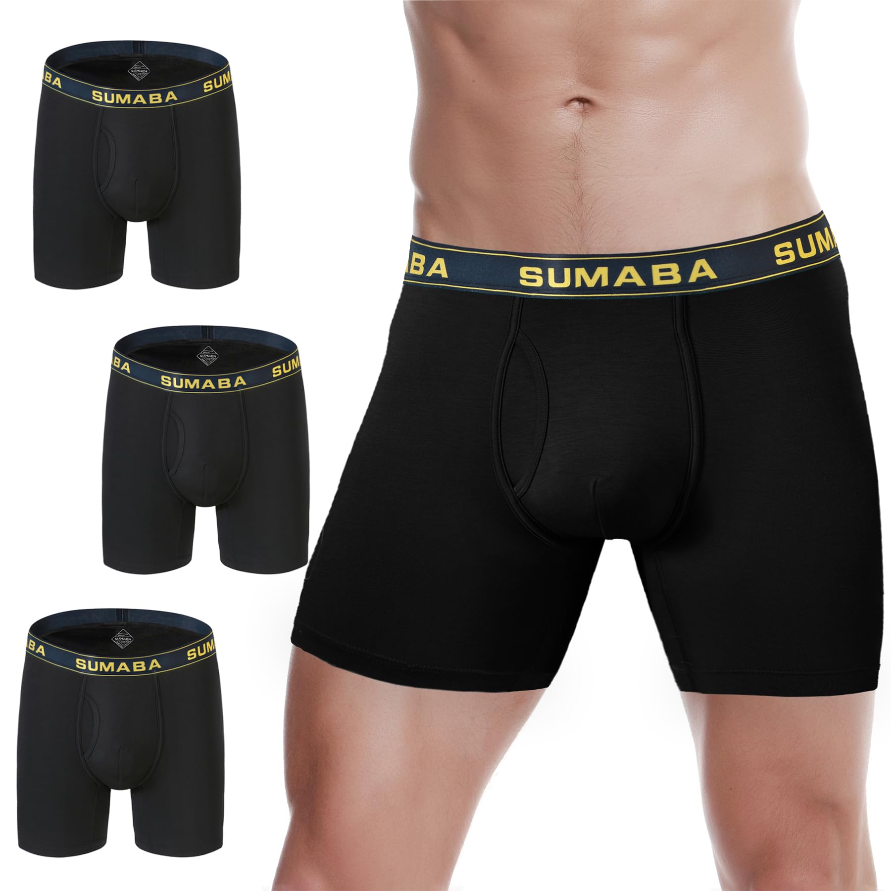 Breathable Long Leg Men's Boxer Briefs with Pouch & No Ride Up - Comfortable Underwear for Active Lifestyle, Workout & Daily Wear