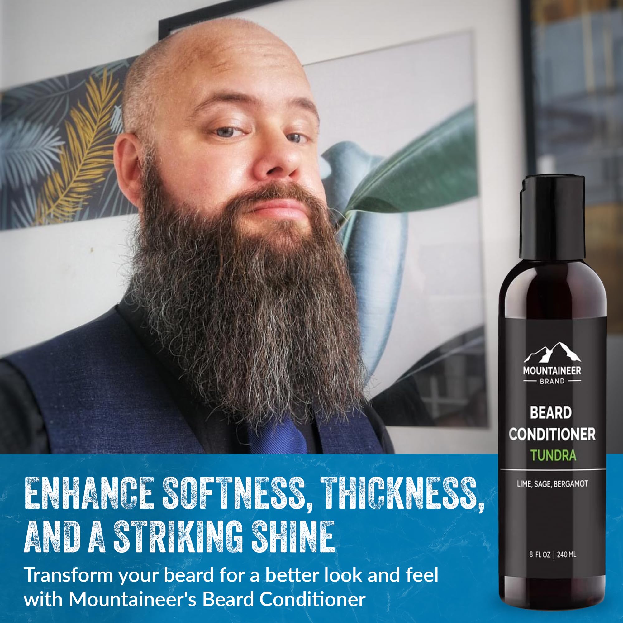 Mountaineer Brand Basic Beard Bundle - Beard Wash & Conditioner Set for Men | Deep Cleansing Beard Shampoo & Hydrating Conditioner | Softens & Nourishes Facial Hair | Lime & Sage Scented (2 x 8oz) | Perfect for Daily Grooming & Beard Care Routine