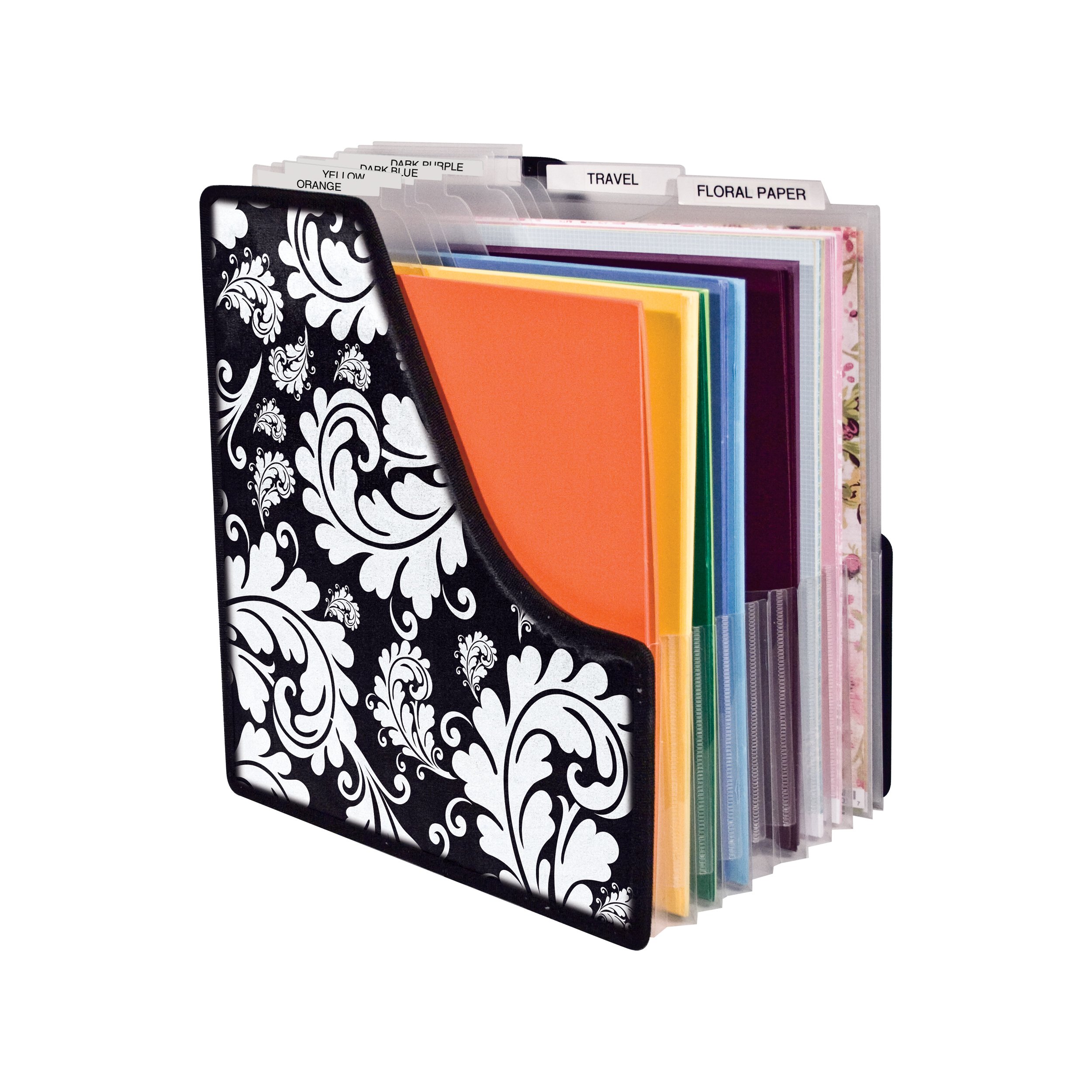 Storage Studios Expandable Paper Organizer - 10 Sections, 14.625 x 9 x 14.25 Inches, Black & White (CH92650) - Perfect for Office, Home, or School Document Storage and Organization