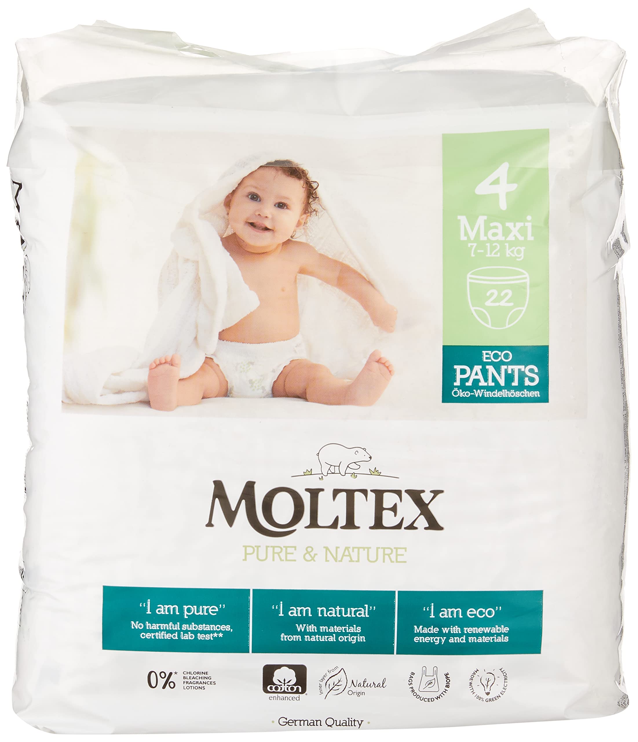 Moltex PURE AND NATURE Eco-Friendly Maxi Pants Size 4, 22 Count - Soft & Breathable for Women's Casual Wear, Yoga, and Lounge