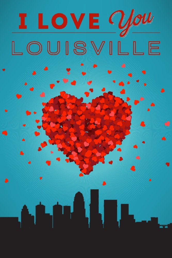 Love Louisville Kentucky - 16x24 Gallery Quality Metal Wall Art, Aluminum Home Decor for Living Room, Bedroom & Office
