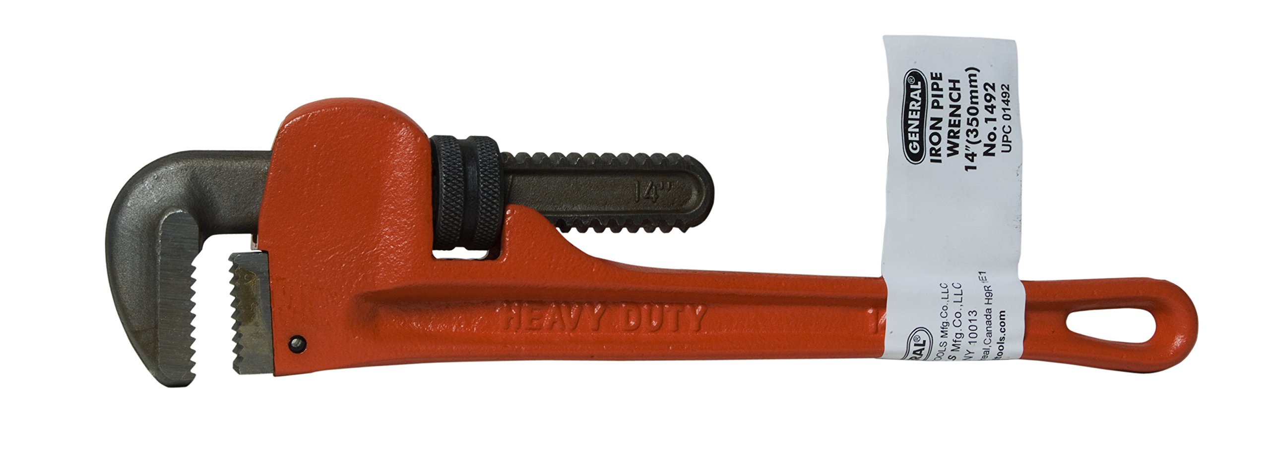 General Tools 1492 14-Inch Straight Iron Pipe Wrench - Heavy Duty Plumbing Tool for Pipe Fitting, Repair & DIY Projects - Perfect for Home Improvement, Construction & Industrial Use