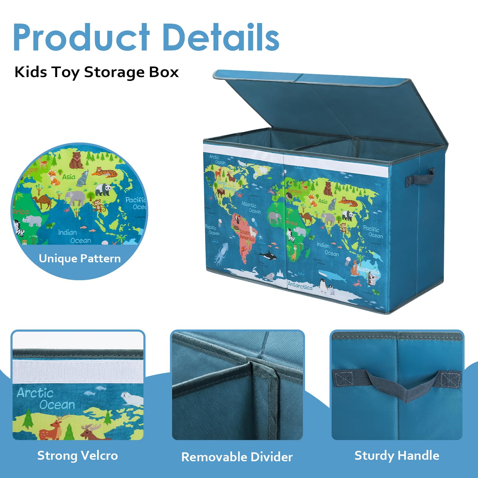 **Large Collapsible Toy Storage Box with Flip-Top Lid & Handles - 25.5×11.8×15.7 Inch Waterproof Oxford Cloth Organizer for Kids' Bedroom, Playroom & Nursery - Durable, Dustproof & Easy to Carry**    *(Perfect for Storing Toys, Books, Blankets & More - Ideal for Home, Daycare & Travel)*