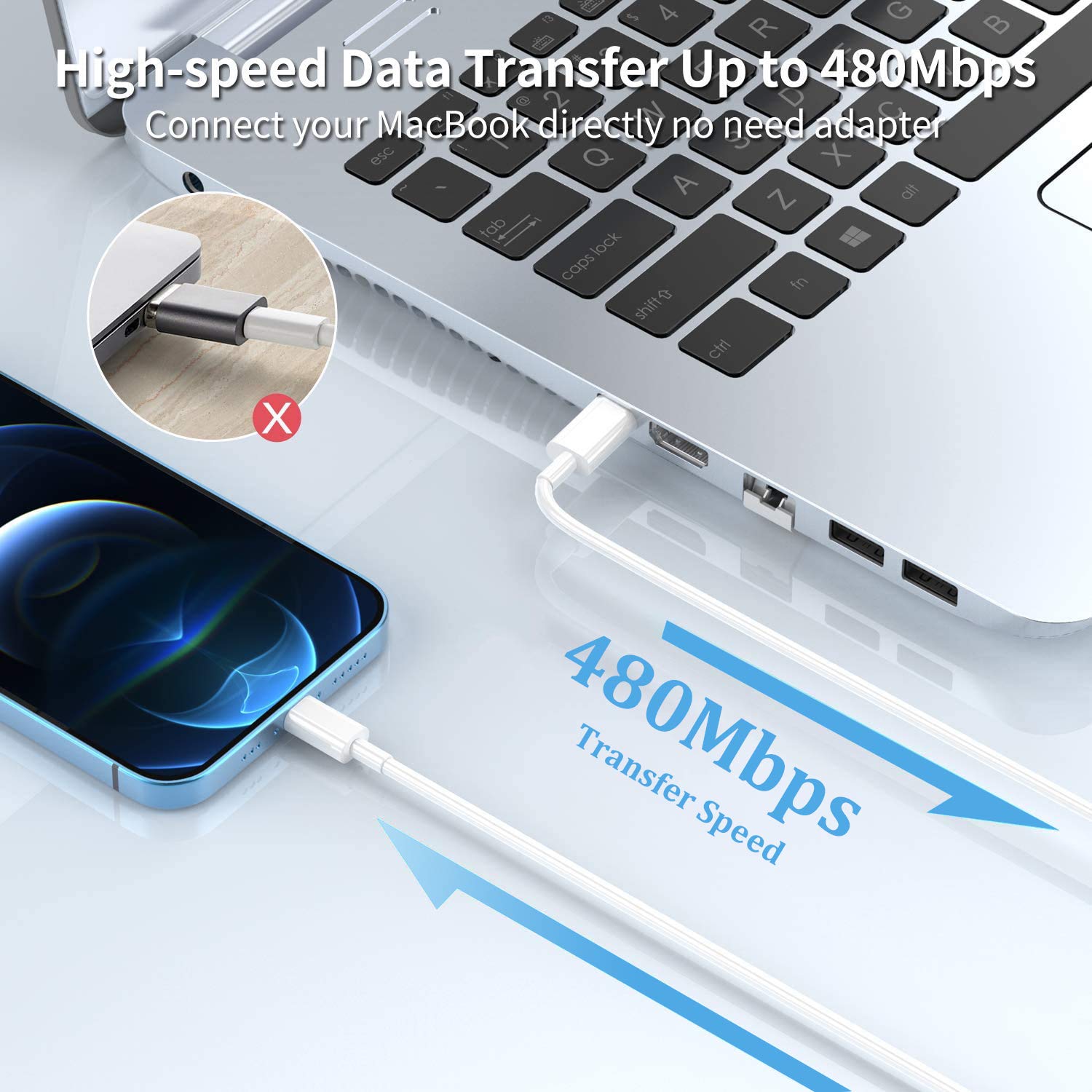 Premium ESBEECables USB-C to Lightning Cable 3ft - Fast Charging & Sync for iPhone 14/13/12/11/X/8 - Durable Nylon Braided Cord for Home, Office & Travel