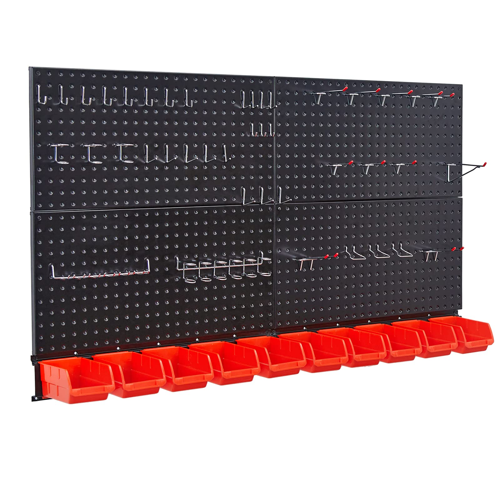 Ultrawall Black Metal Pegboard Wall Organizer - 59pc Garage Storage System with Hooks & Bins | Perfect for Workshop, Garage & Home Organization