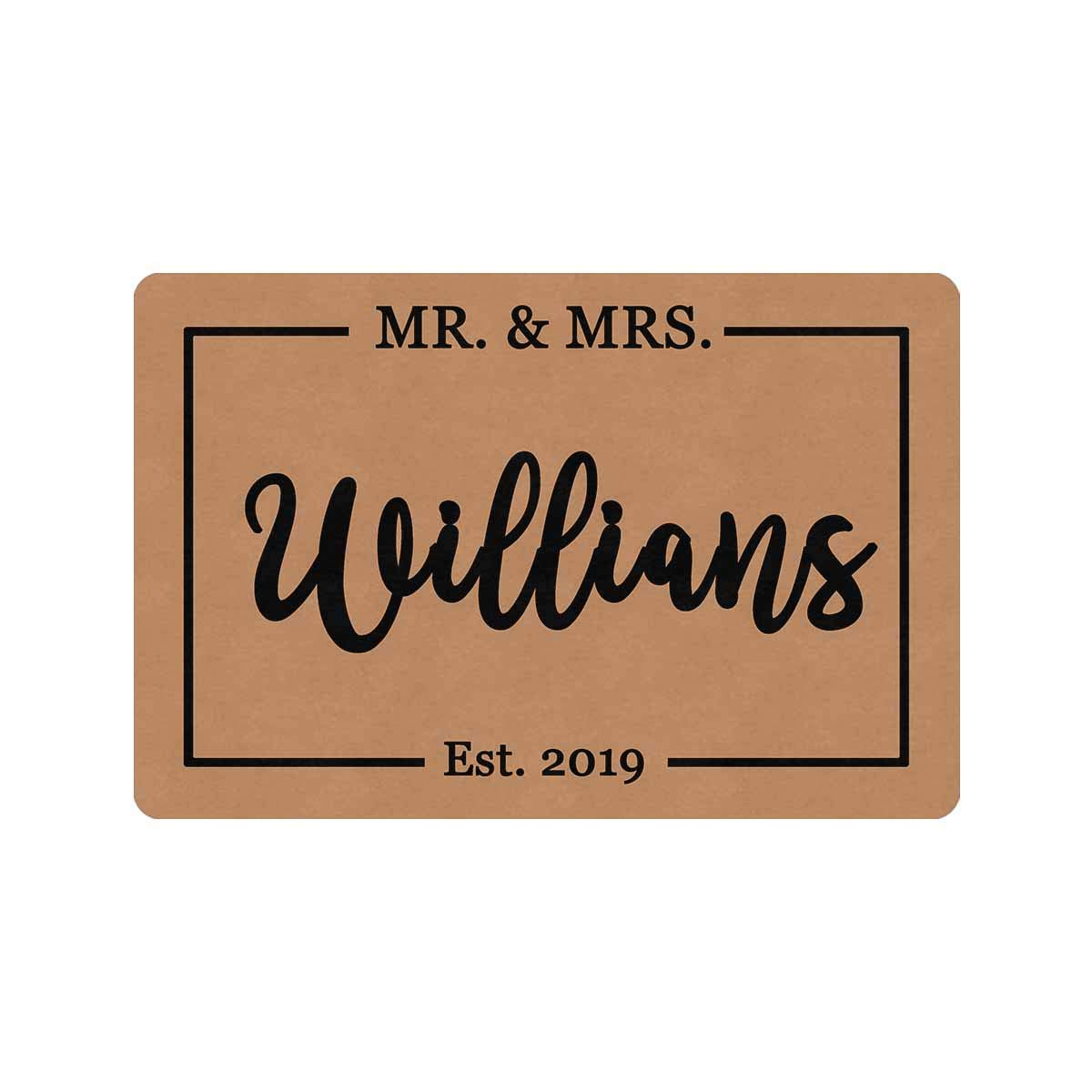 Custom Personalized Doormat with Text - MyPupSocks MR & MRS Name & Year - Non-Slip Welcome Mat for Front Door, Wedding Gift, Housewarming Present (Perfect for Entryway Decor & Holiday Greetings)