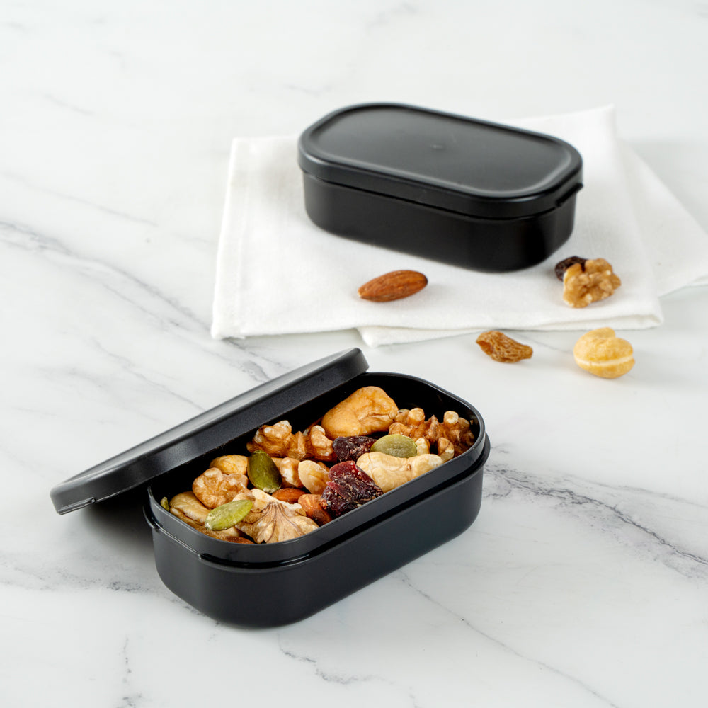 Bento Tek 3 oz Black Buddha Box Snack Container with Lid - 4 Pack Sauce Cups for Lunch, Condiments, Dips - Perfect for Office, Picnics & Meal Prep (3.75