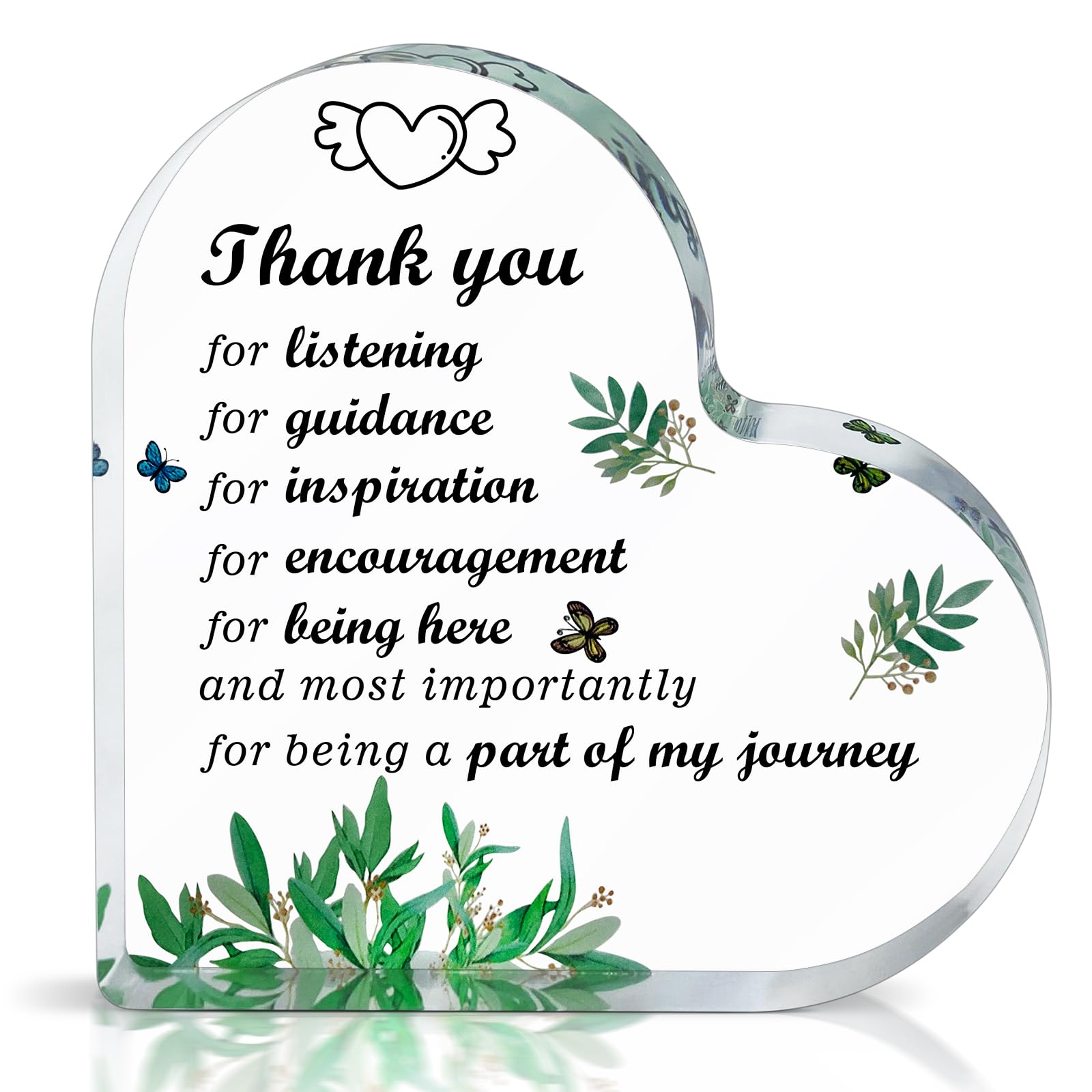 3.9''x3.9'' Acrylic Heart Keepsake Thank You Gifts for Women - Appreciation Gifts for Friends, Coworkers, Nurses, Men - Valentine's Day, Mother's Day & Special Occasion Decor - Perfect for Office, Home & Party Decorations