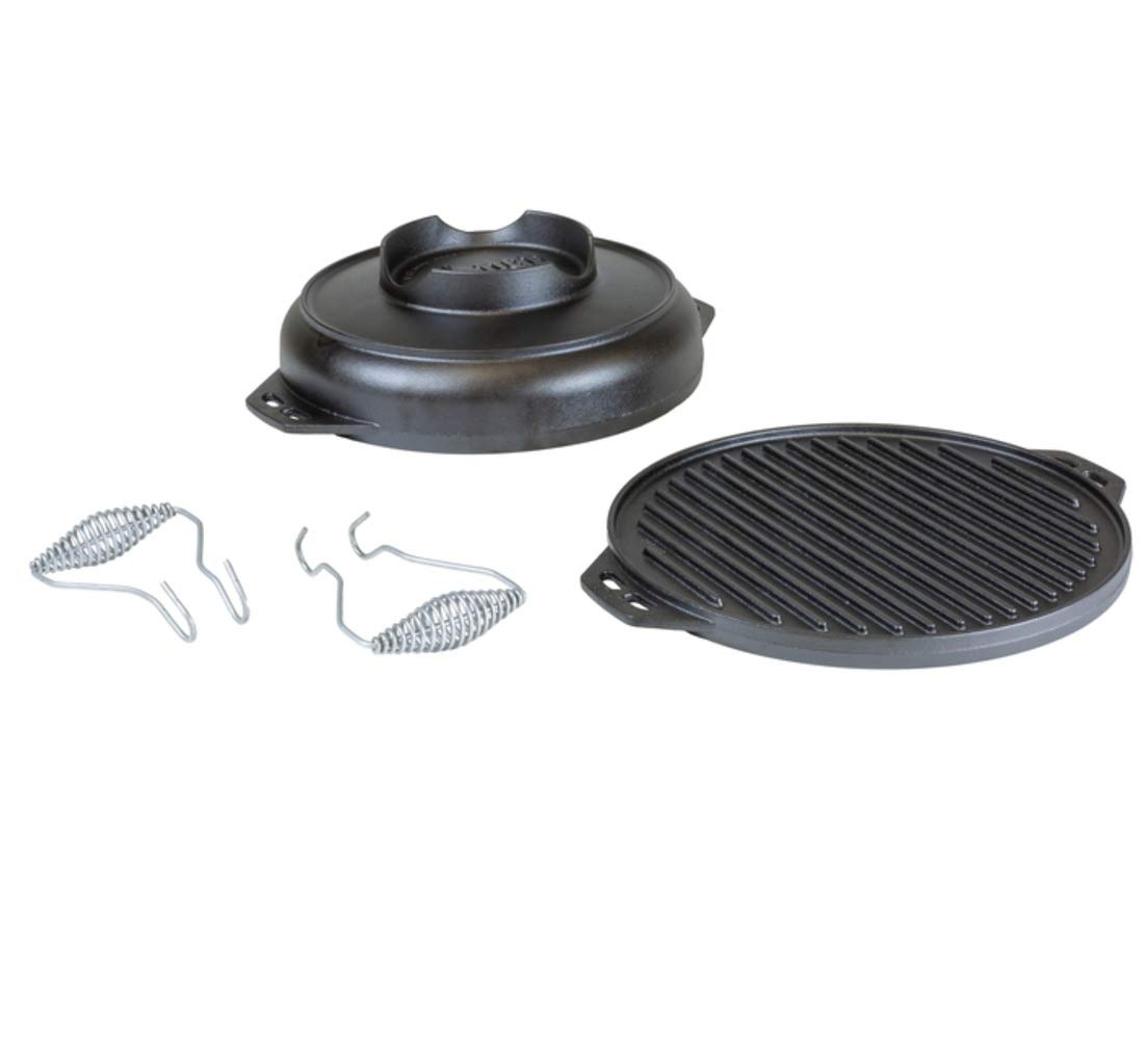 Lodge Cast Iron Cook-It-All Kit - 5-Piece Cast Iron Cookware Set with Reversible Grill/Griddle (14 Inch), 6.8 Quart Wok, Heavy Duty Handles & Cooking Guide | Perfect for Outdoor Camping, BBQ Grilling & Indoor Kitchen Cooking