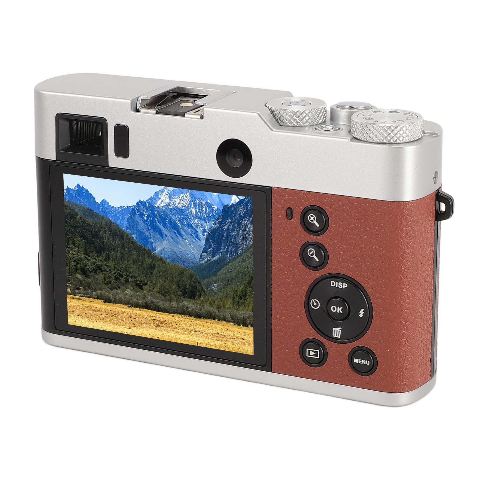 5K Digital Camera for Vlogging & Photography - 48MP Dual Lens with 16X Zoom, Anti-Shake & Auto Focus, Compact Travel Camera with Rotating Buttons (Brown) - Perfect for YouTube Content Creation, Travel Vlogs & Outdoor Adventures