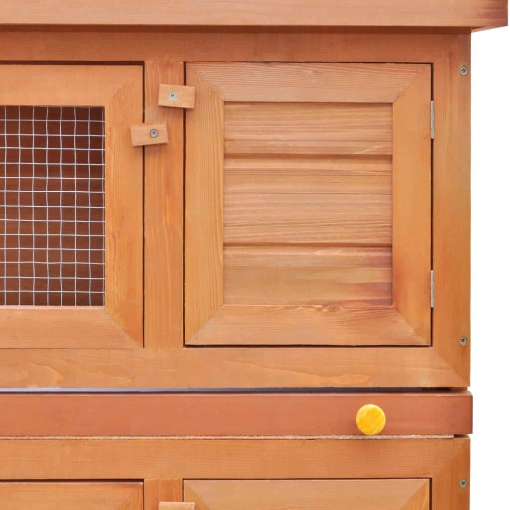 **FAMIROSA Wooden Rabbit Hutch - Outdoor & Indoor Waterproof Bunny Cage for Small to Medium Pets, Chicken Coop Nesting Box with 4 Doors - Perfect for Backyard, Garden, or Patio Use**