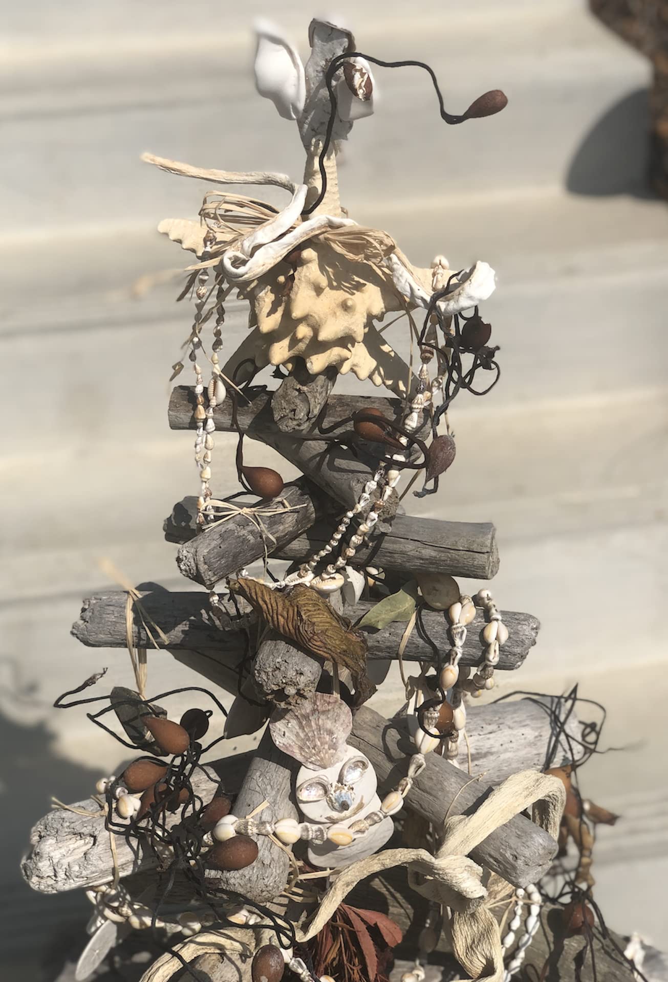 Handmade Beach Christmas Tree with Seashells & Natural Wood - Coastal Holiday Decor for Home, Office, or Beach House - Perfect Ocean-Themed Xmas Ornament & Unique Gift Idea