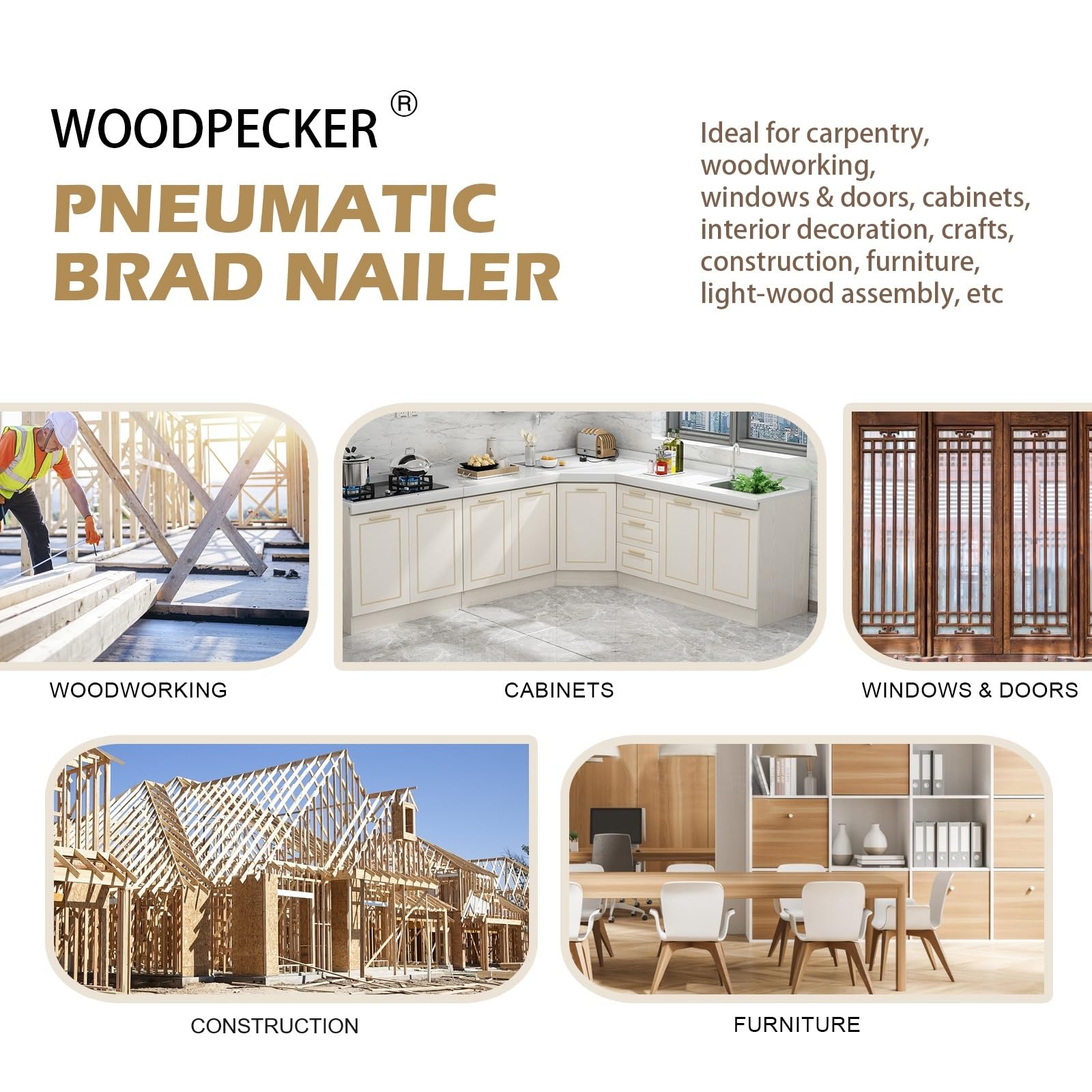 Woodpecker F30S 18 Gauge Pneumatic Brad Nailer - 3/8