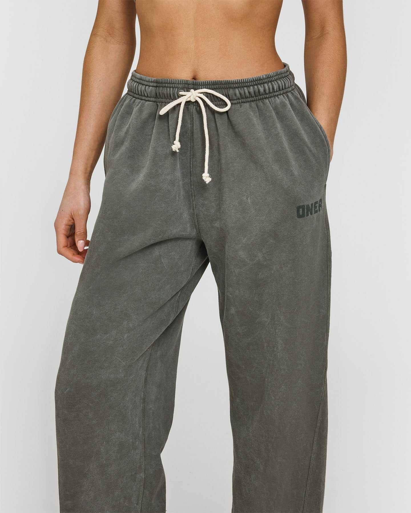 Raw Lounge Wide Leg Joggers for Women - Soft Washed Dark Khaki Casual Pants | Perfect for Yoga, Lounging & Everyday Wear