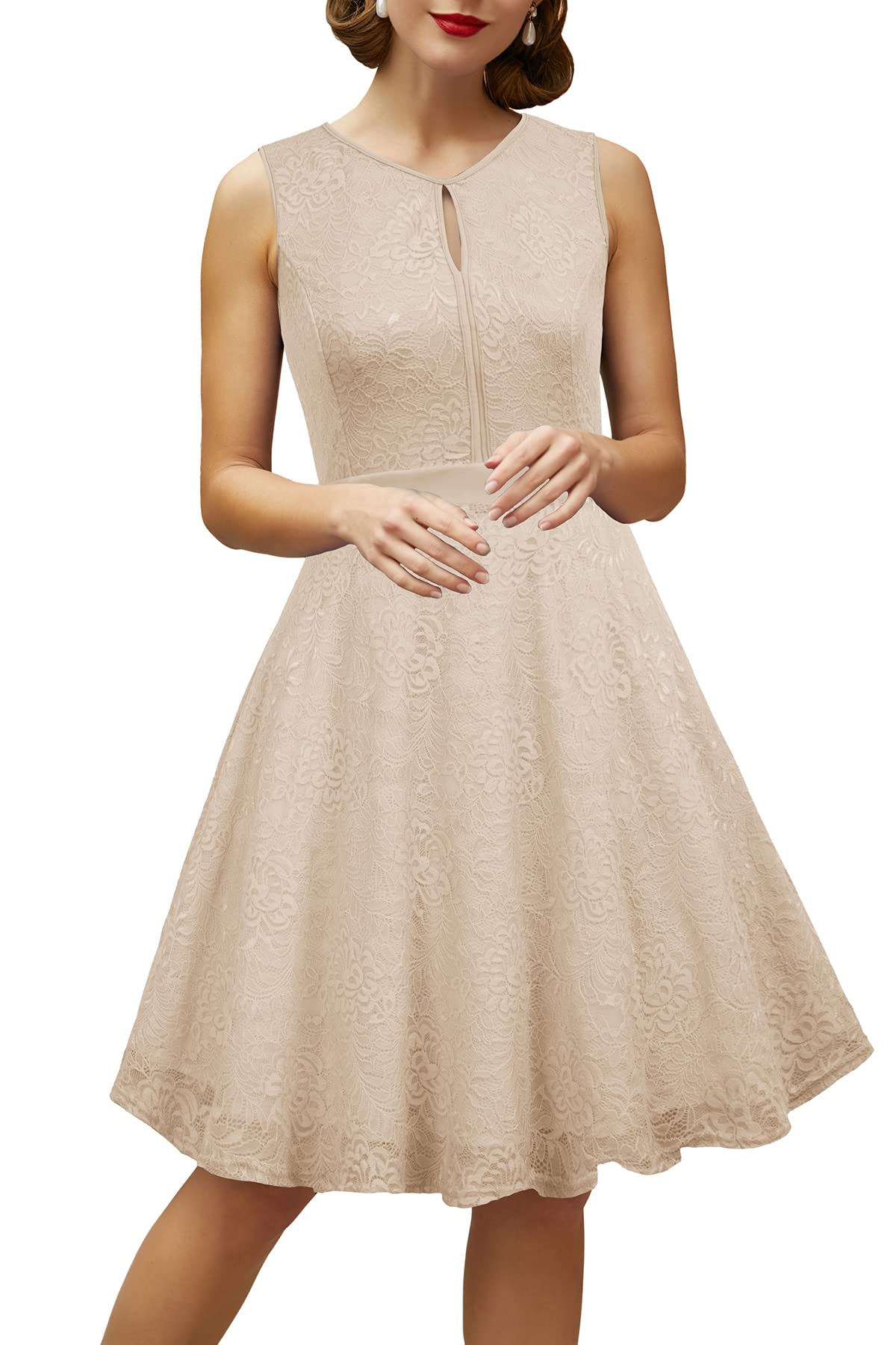 Kate Kasin Women's Summer Lace Cocktail Dress - Elegant A-Line Wedding Guest, Party & Prom Formal Gown - Perfect for Bridal Showers, Evening Events and Special Occasions