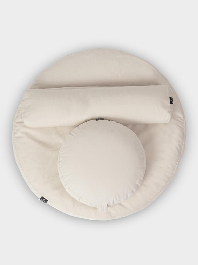 Organic Round Yoga Meditation Cushion Set - Zafu & Zabuton for Comfortable Seated Practice | Perfect for Yoga Studios, Home Meditation & Pranayama Breathing Exercises