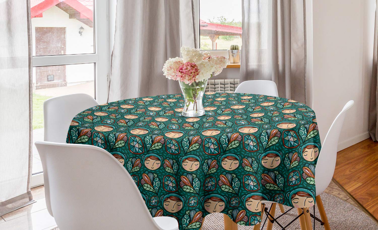 Ambesonne Round Tablecloth 60