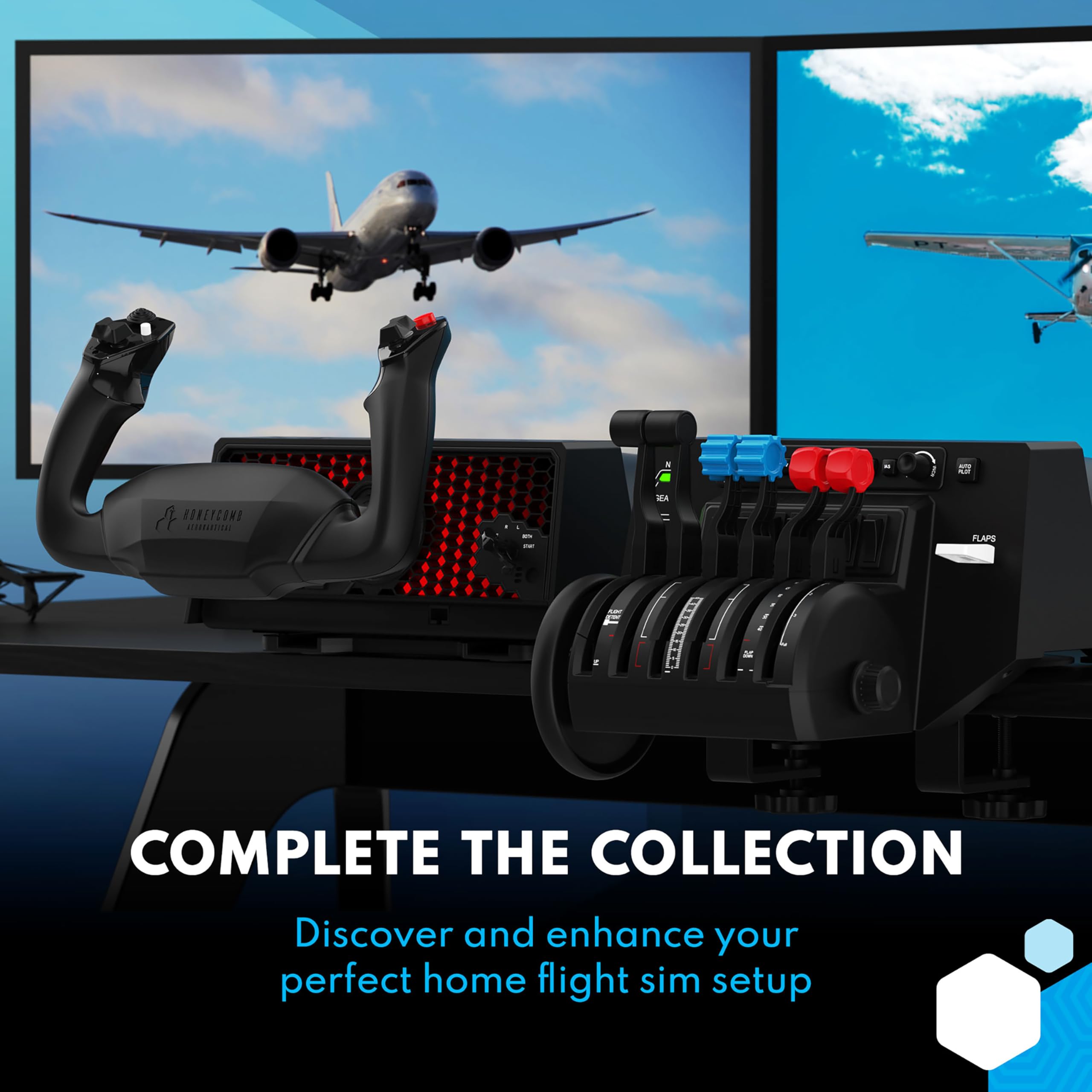 Honeycomb Aeronautical Bravo Flight Simulator Throttle Quadrant - 6 Interchangeable Levers for Trim, Gear, Flaps, Autopilot & Radio Switch Panel | USB-C Cable & Desk Clamps Included | Programmable for Flight Simulation Games | Perfect for Microsoft Flight Simulator & X-Plane | Realistic Cockpit Controls for PC Gaming