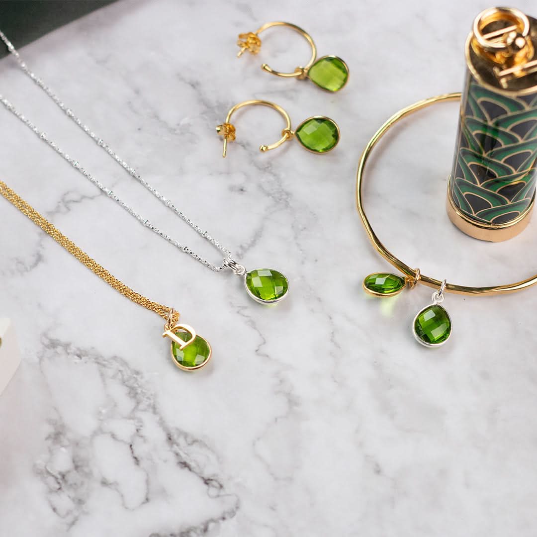 Peridot Gold Charm Bangle - August Birthstone Jewelry for Women | Elegant Bracelet Gift for Birthday, Anniversary & Special Occasions