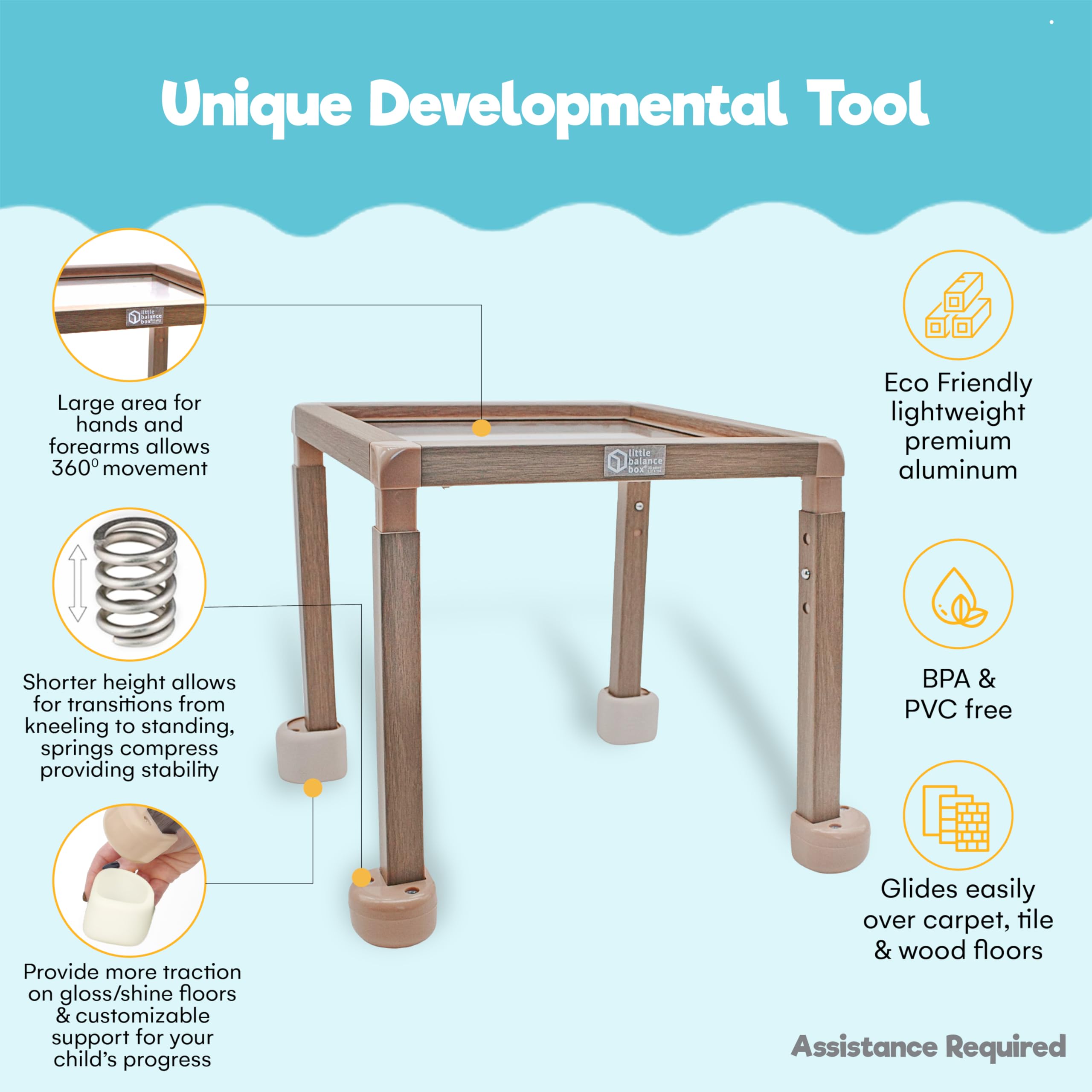 Montessori Push Pull Walker & Activity Table - Adjustable No Wheels Baby Walker with Safe Spring Feet, Eco-Friendly PT-Designed Sit-to-Stand Learning Toy for Toddlers 1-3 Years - Perfect for Early Walking Practice & Playroom Activities