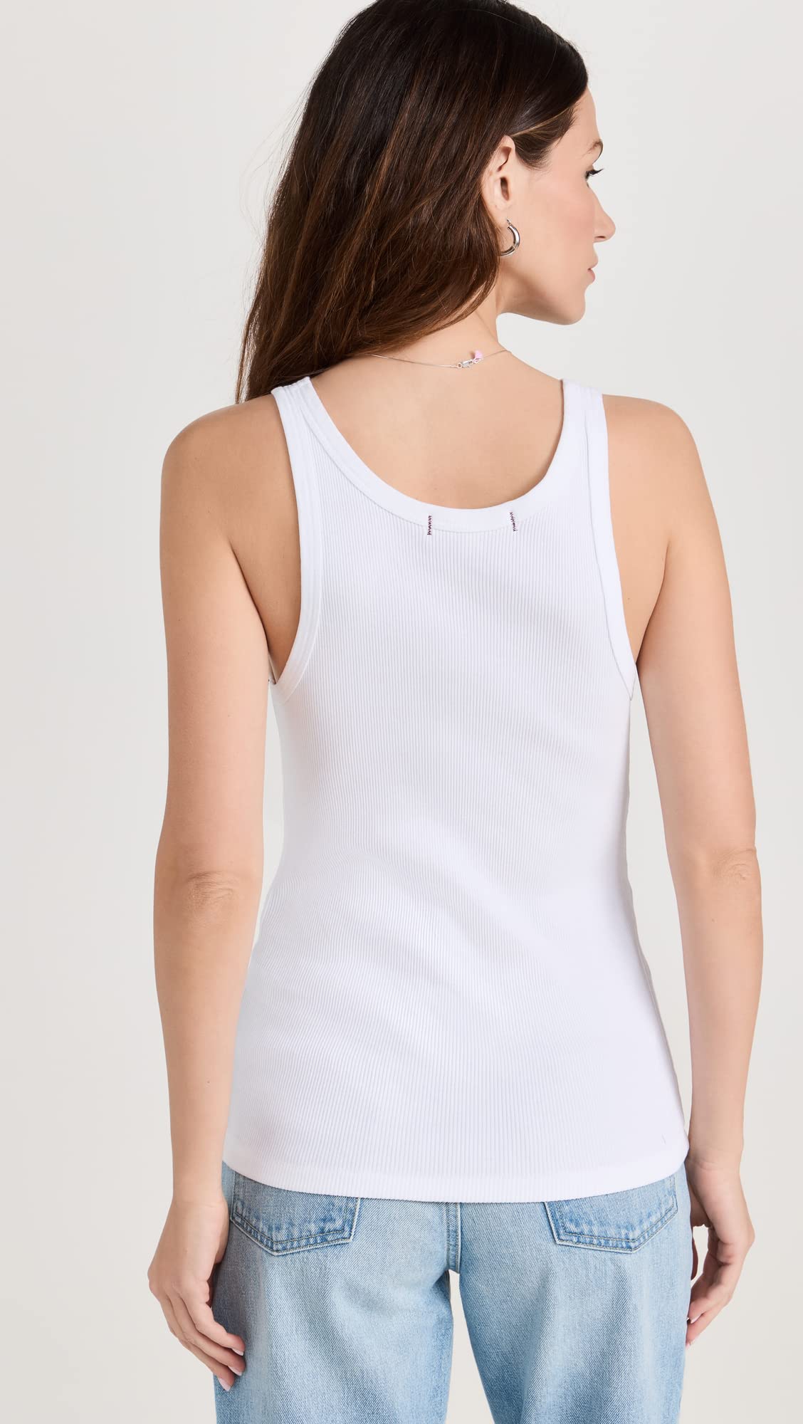 AMO Women's Long Ribbed Tank Top - Soft Stretchy Slim Fit Cami for Layering, Workout & Casual Wear | Summer Essential Fashion Basic