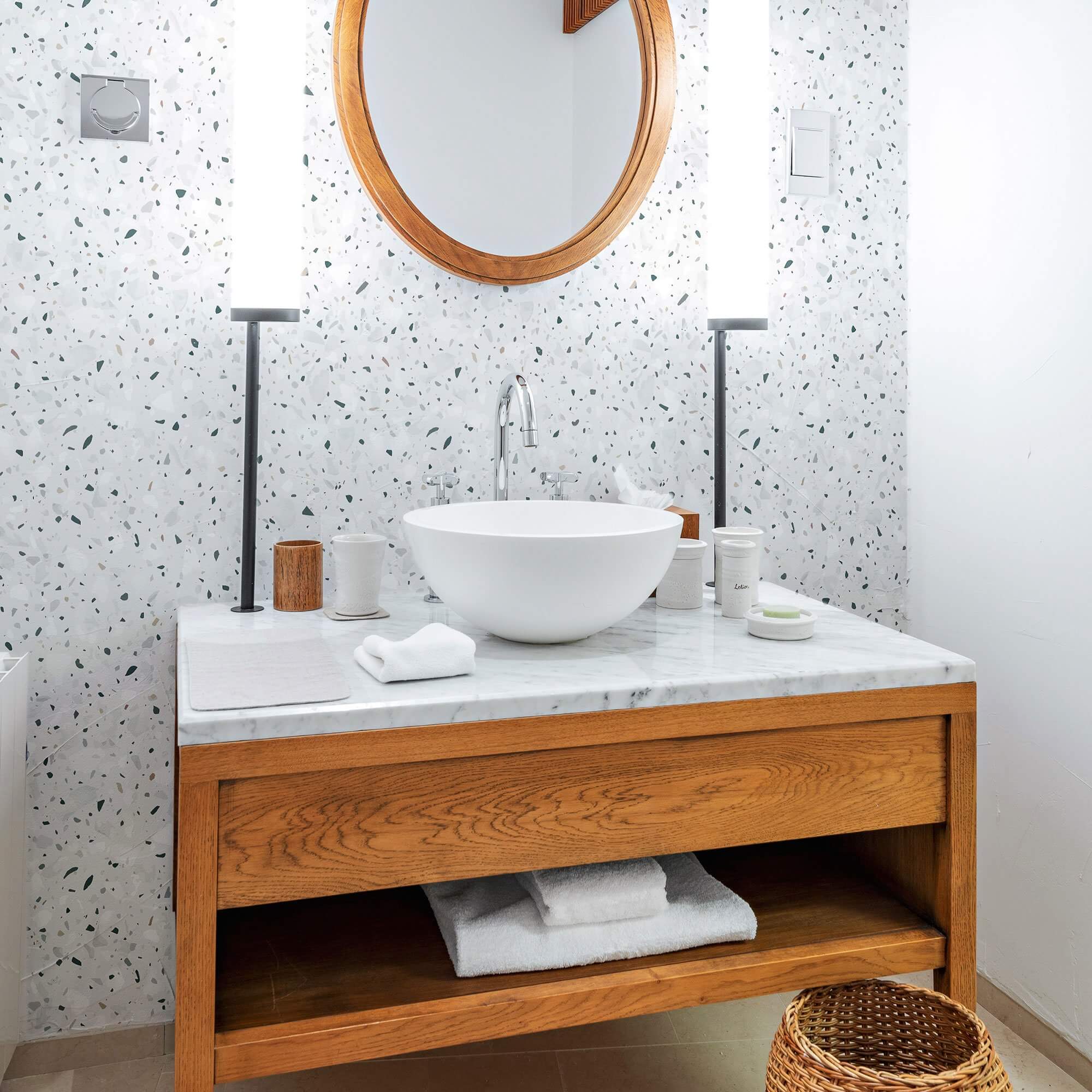 Gray Terrazzo Peel and Stick Removable Wallpaper - Self-Adhesive Decorative Wall Covering for Bedroom, Living Room, Kitchen & Office Decor