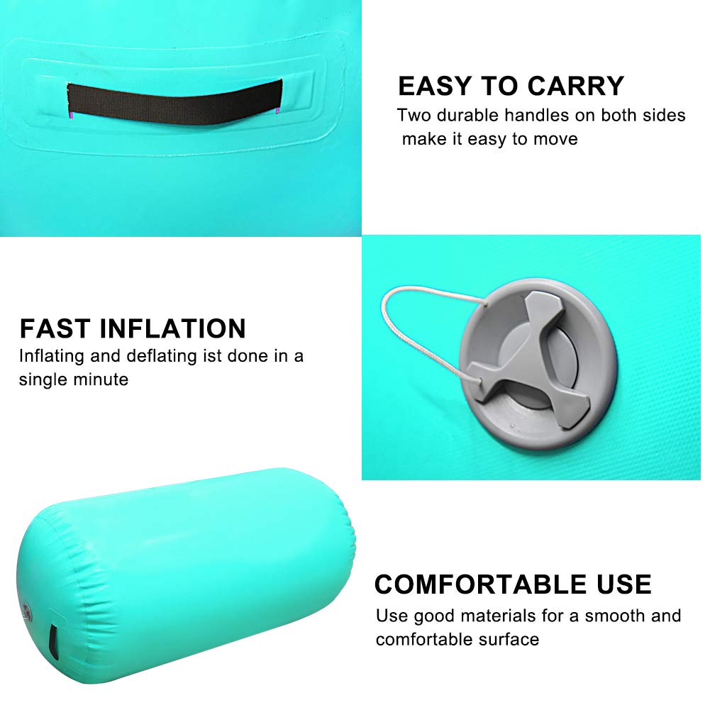 Inflatable Air Barrel Back Roller Tumbling Mat with Electric Pump - Gymnastic Equipment for Home Gym, Cheerleading & Yoga - Perfect for Stretching, Exercise & Tumbling Practice
