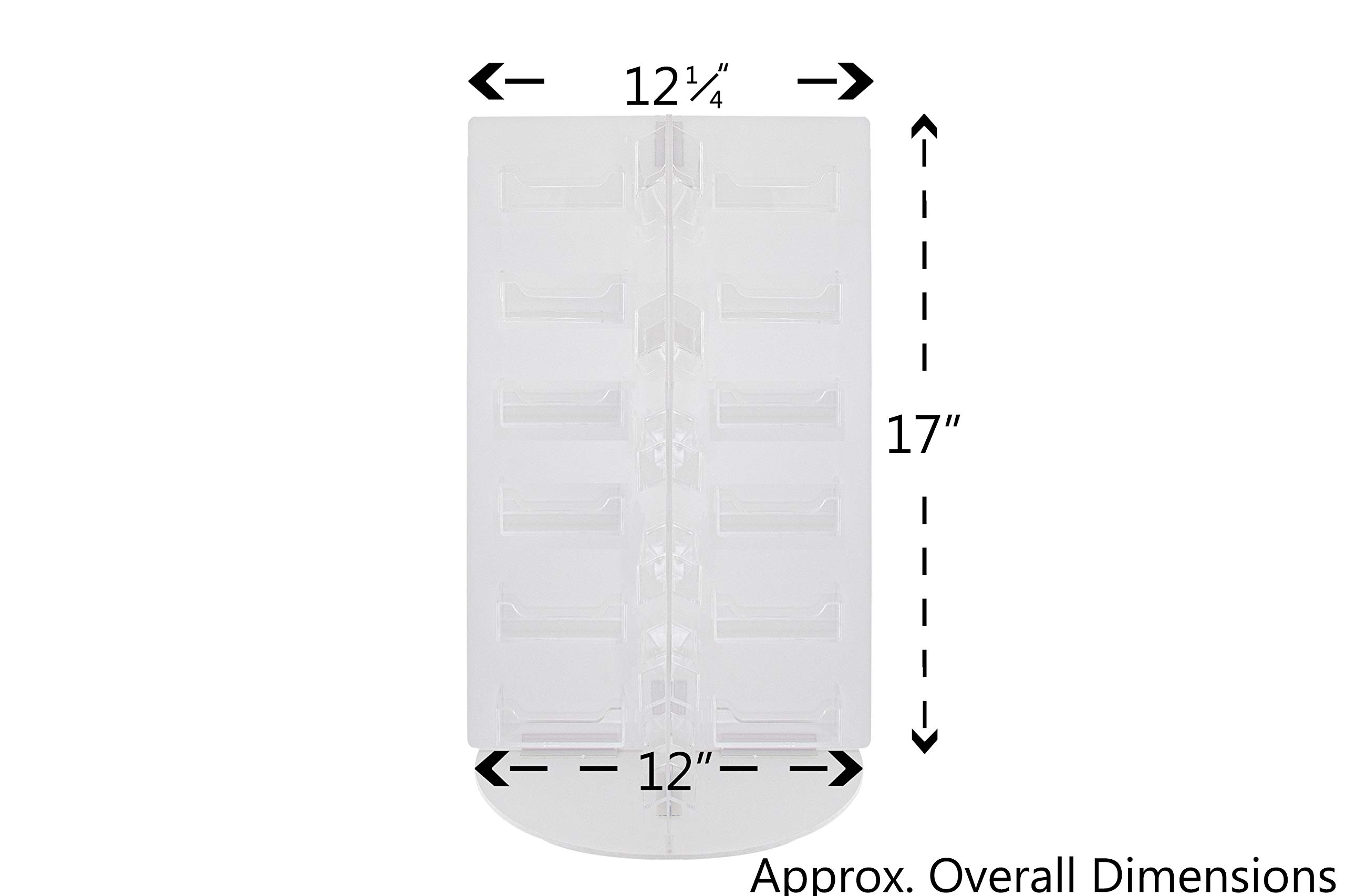 Clear Acrylic Spinning Business Card Holder with White PVC Base - 48 Slot Desk Display for 3.5