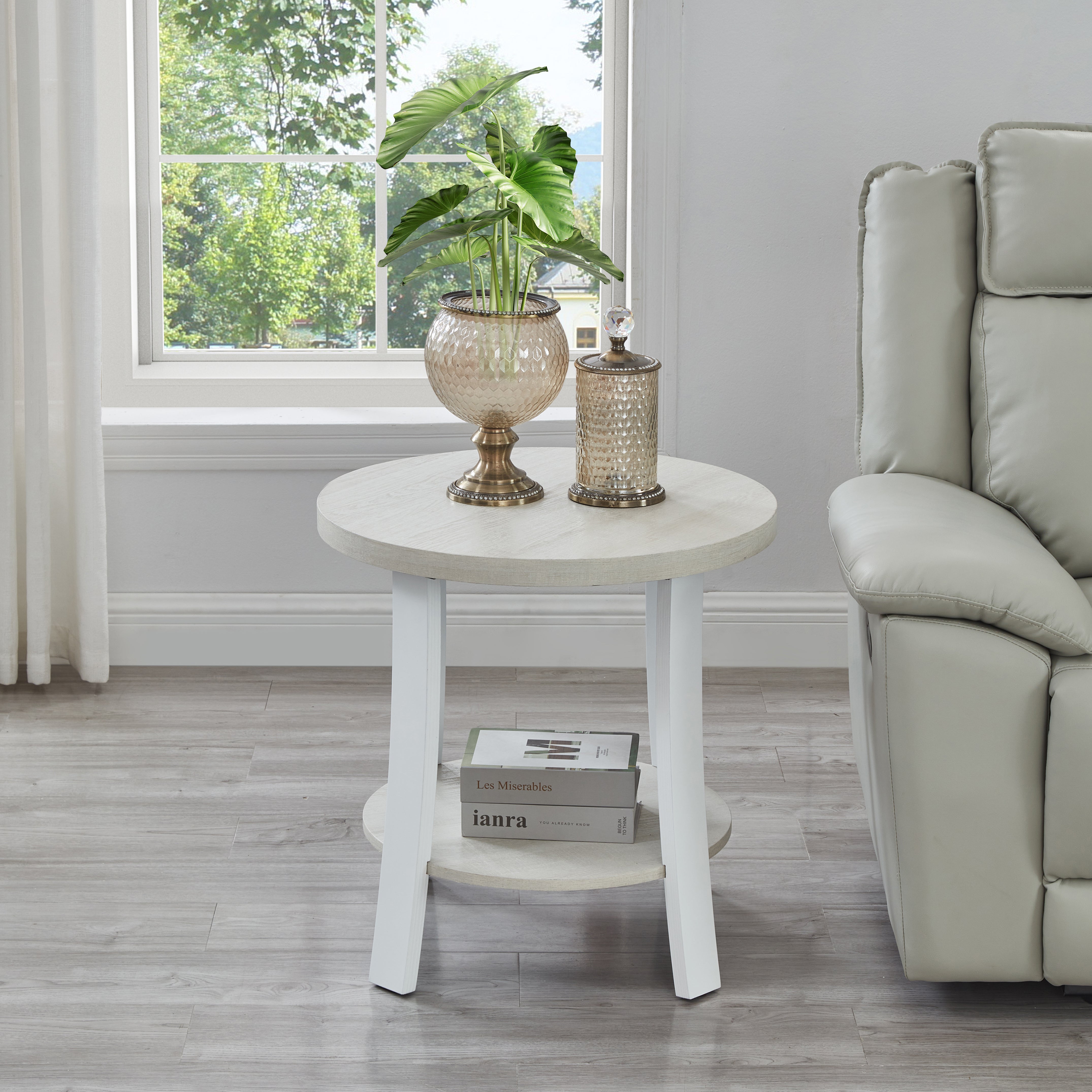 Roundhill Furniture Anze Contemporary Oval Wood Shelf 3-Piece Coffee Table Set - Modern Living Room Decor for Small Spaces & Apartments