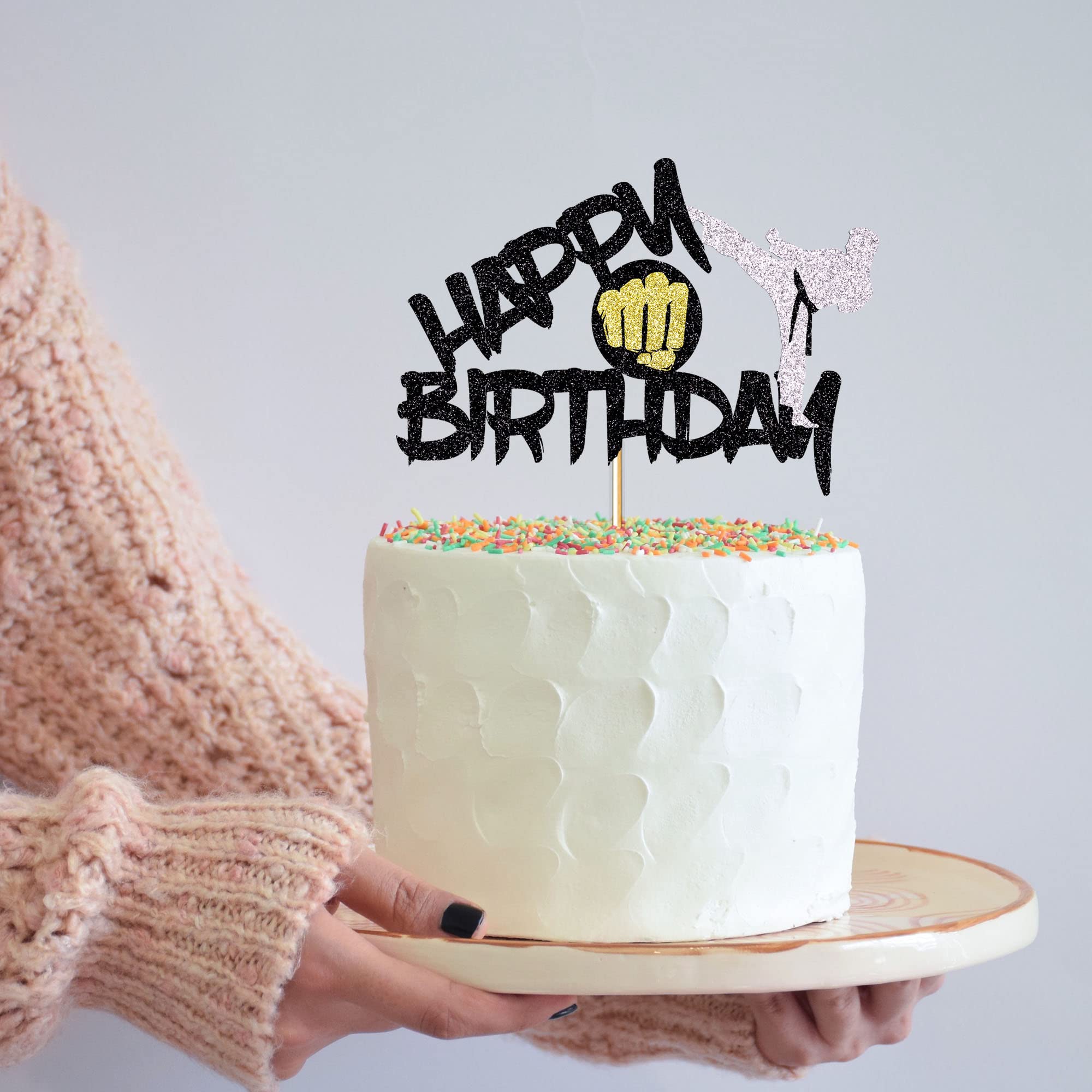Karate Taekwondo Cake Topper - Black Flash Martial Arts Decor for Birthday Party, Baby Shower & Kung Fu Theme Celebrations | Perfect for Cake Decorating Supplies & Martial Arts Enthusiasts
