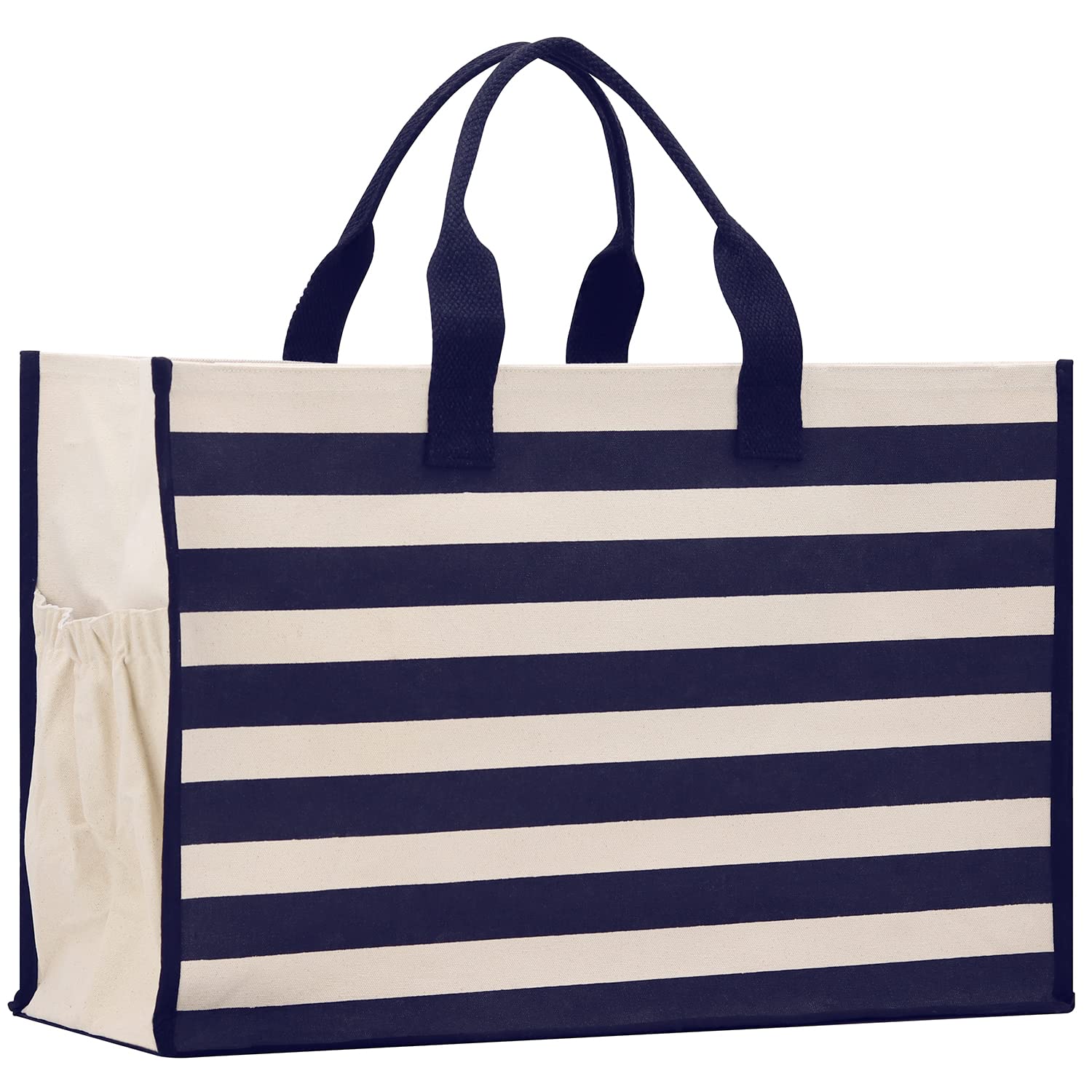 Vanessa Rosella XL Beach Tote Bag - Cotton Canvas Cabana Bag with Zipper for Pool, Travel & Picnic