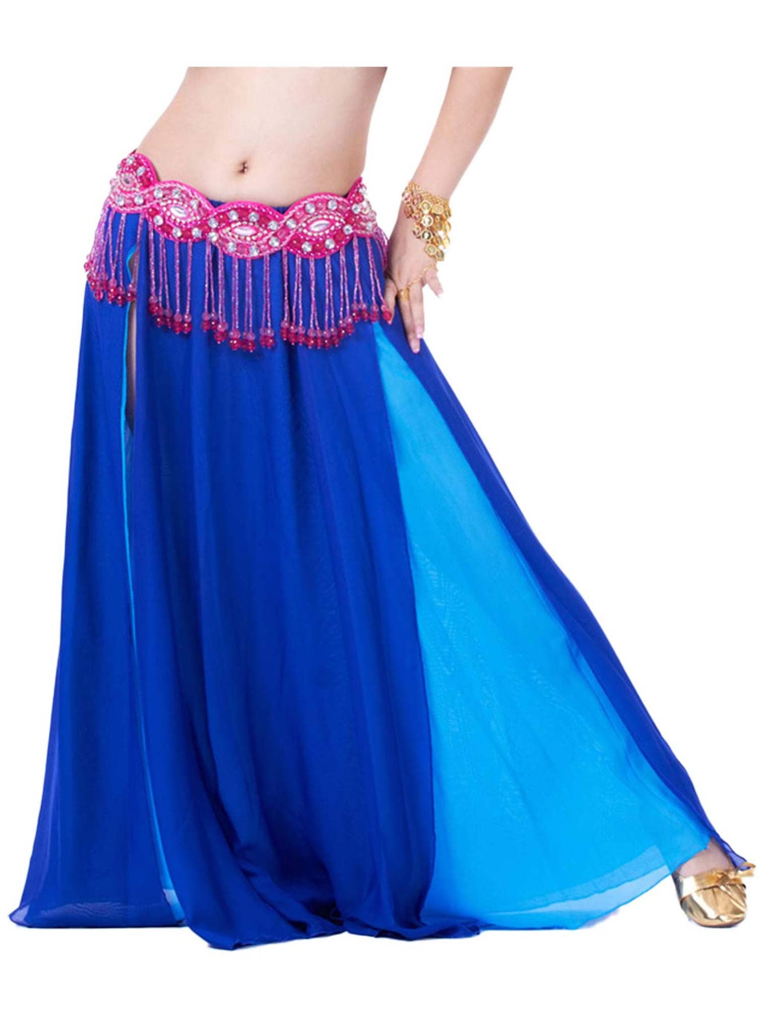 Vastwit Women's Belly Dance Skirt - Flowy Chiffon Tribal Costume with High Slit for Performances, Carnival & Festivals | Perfect for Dance Shows, Halloween & Themed Parties
