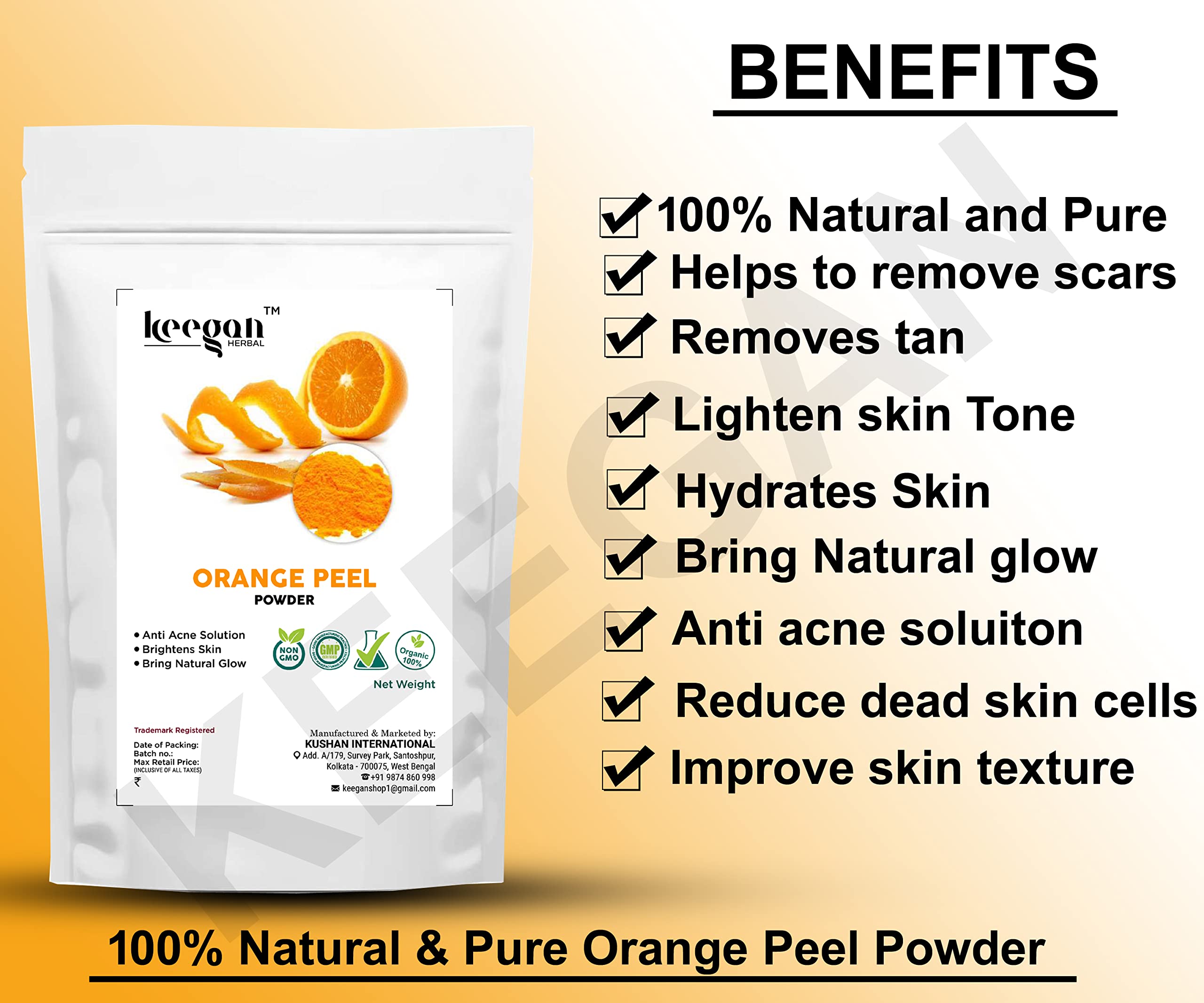 Organic Herbal Face Pack Powder - Orange Peel, Multani Mitti, Sandalwood, Rose Petals & Neem for Glowing Skin | 250g | Natural Skin Care for Acne, Dark Spots & Brightening | DIY Facial Mask & Spa Treatment