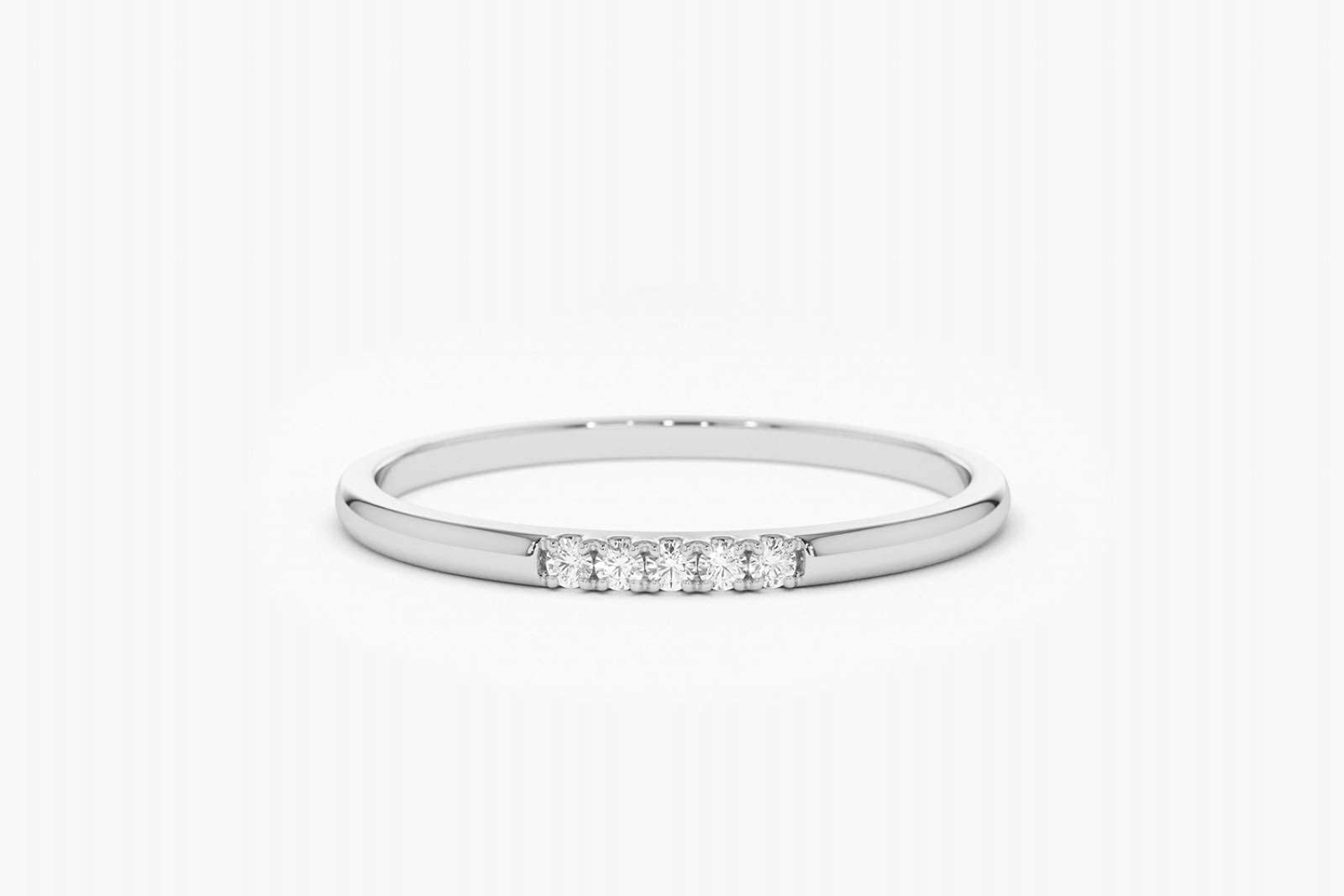 0.05ct Certified Diamond Petite Wedding Ring - 10k Solid Gold Micro Pave Setting Half Eternity Band for Women - Perfect for Engagement, Anniversary & Everyday Wear Jewelry Gift for Her
