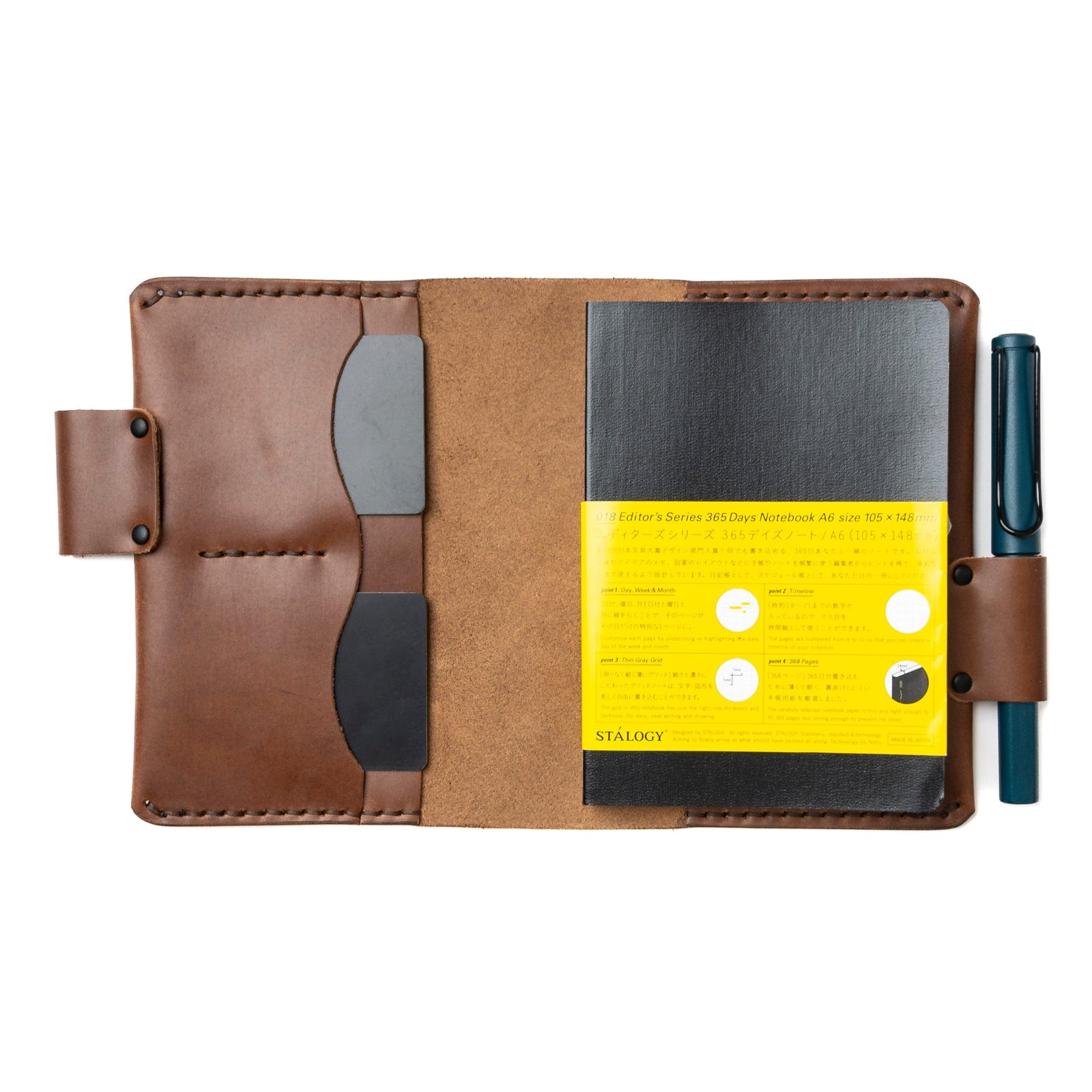 Premium Leather Stalogy 365 Days A6 Notebook Cover - Durable Vegan Leather Journal Cover for Daily Planning, Bullet Journaling & Note Taking - Perfect for Work, School & Travel Organization
