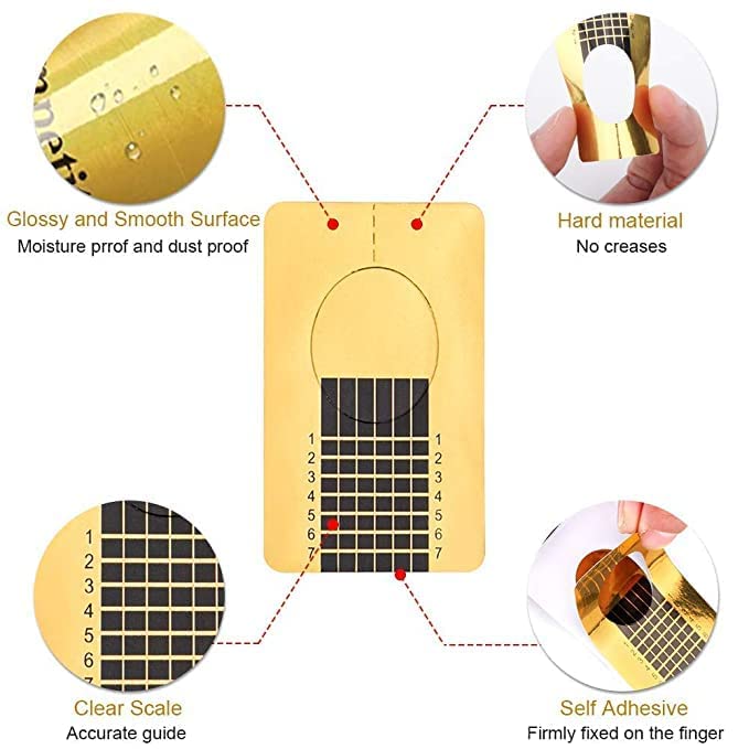 GOLD MAX 500 Pieces Acrylic Nail Forms - Poly Nail Gel Extension Tips & Guide Paper Stickers for Nail Art & Salon Professionals | Perfect for DIY Manicures & Professional Nail Extensions