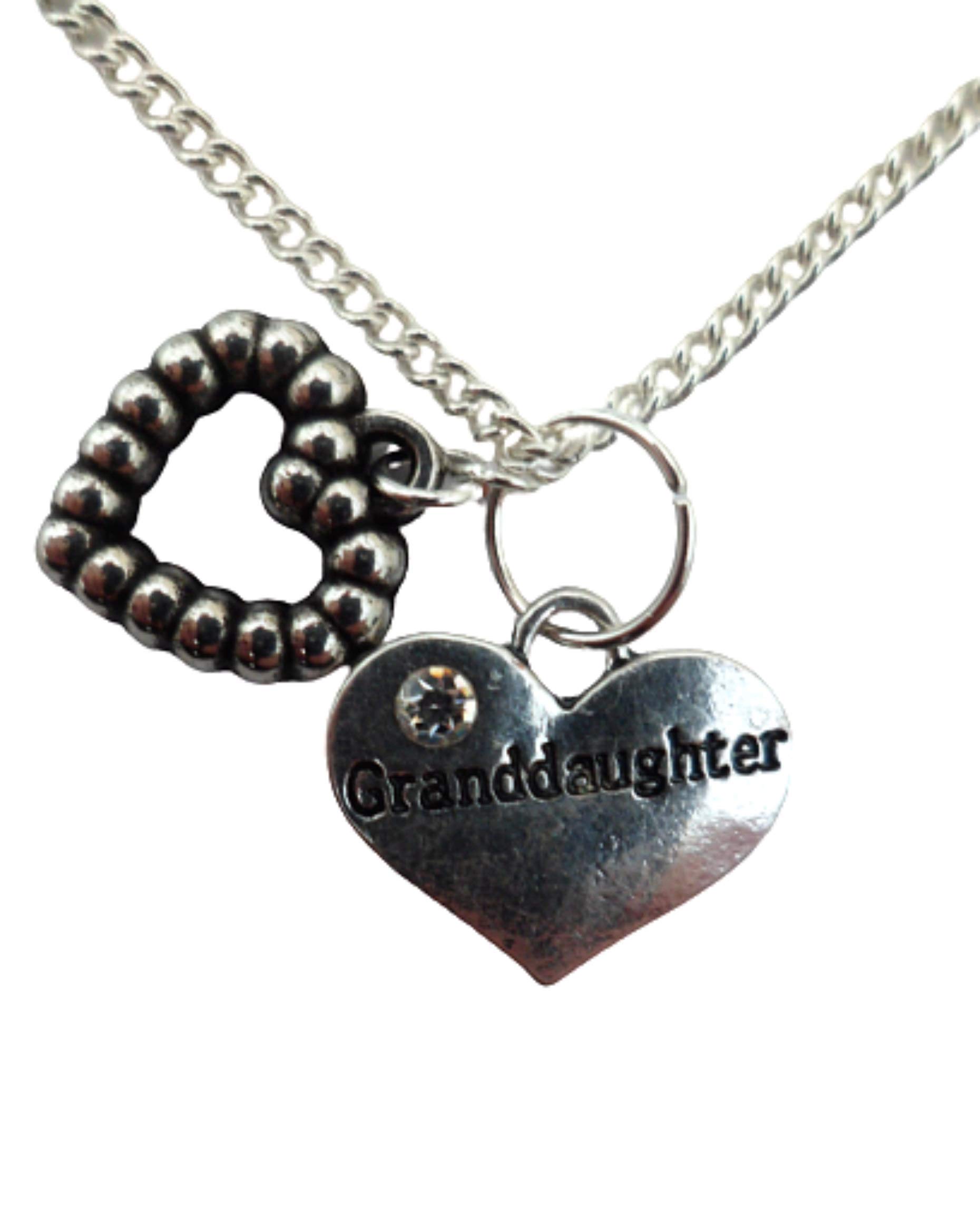 Sterling Silver Plated Necklace for Granddaughter - Heart Charm with Gemstone Bead | Elegant Gift for Birthdays, Anniversaries & Special Occasions