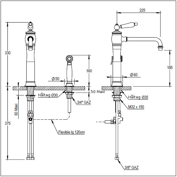 Horus Eloise Kitchen Faucet with Hand Shower in Matte Nickel - Perfect for Modern Home Kitchen and Bathroom Renovation
