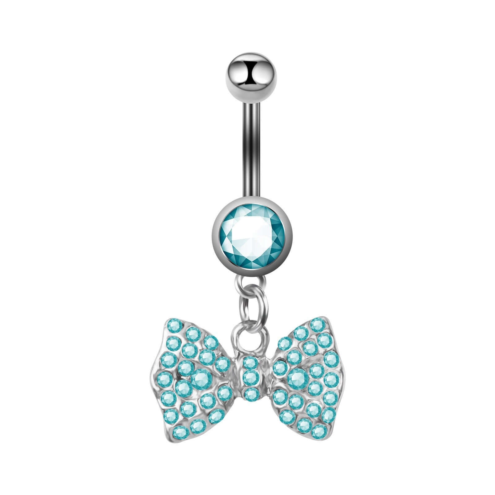 Dangly Diamond Bow Belly Button Rings | UZ471 - Stylish Body Jewelry for Women, Perfect for Parties, Beach & Everyday Wear