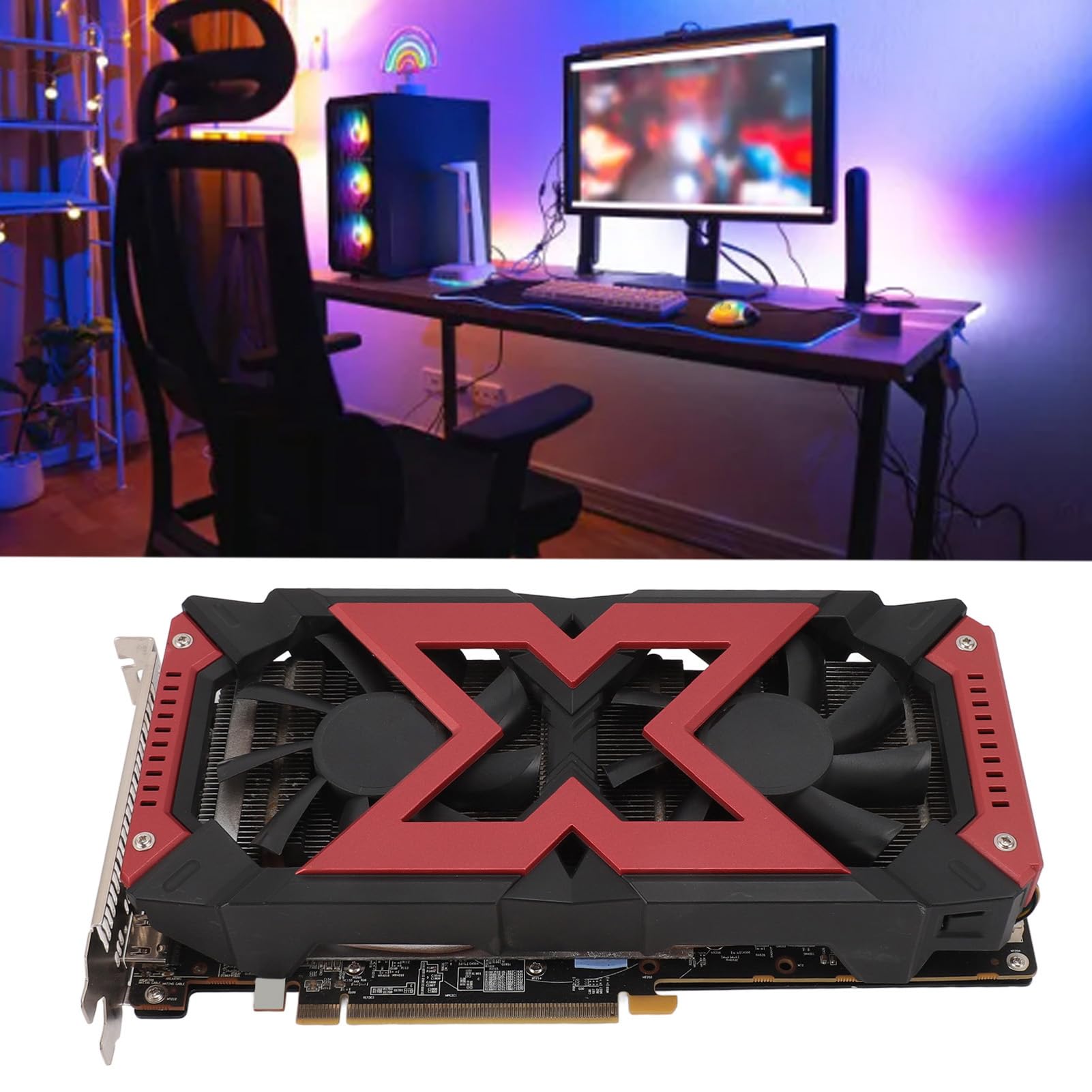 Bewinner RX580 8GB GDDR5 256-bit Gaming Graphics Card, PCI Express 3.0 Desktop Video Card with Dual Fan, 3DP HDMI Output for 4K 4096x2160 Resolution - Perfect for Gaming, Video Editing, and Office Workstations