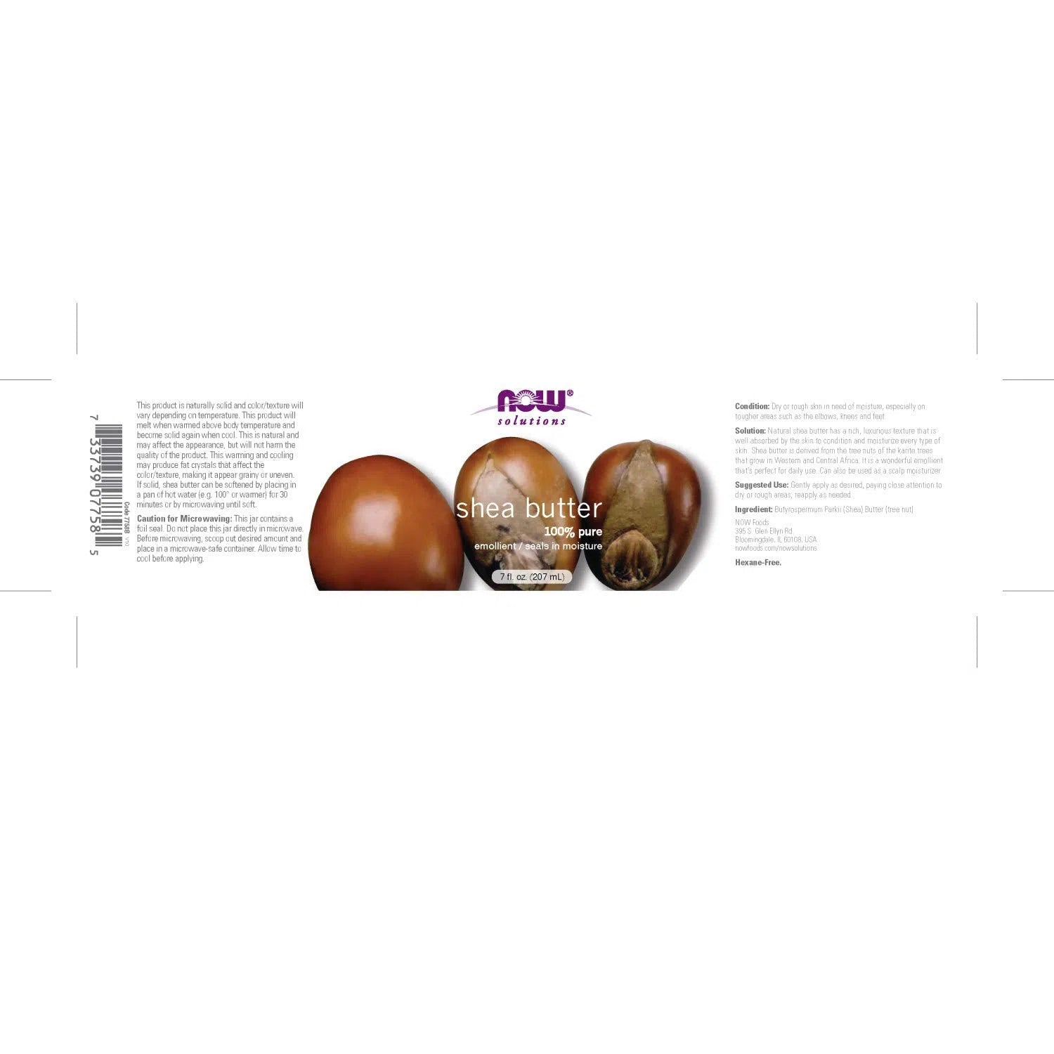 NOW Solutions Pure Shea Butter - 100% Natural Moisturizer for Dry Skin, Hair & Body - Perfect for DIY Skincare, Massage & Lip Care