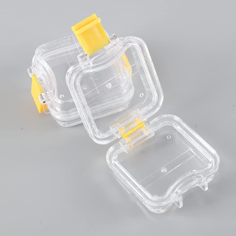 100 Pcs Dental Crown Storage Box with Membrane - Small Yellow Denture Veneer Containers for Bridges & Crowns | Perfect for Dentists, Dental Labs & Home Use