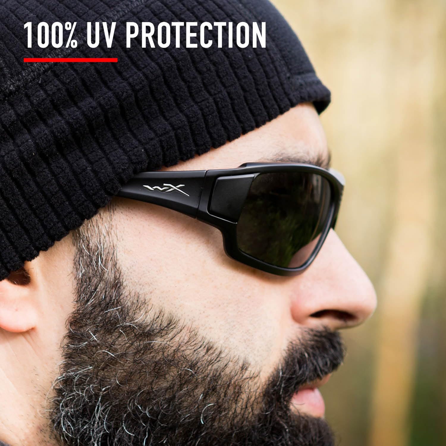 Wiley X WX Breach Tactical Sunglasses - ANSI Z87.1 Safety Glasses for Men & Women | UV Protection, Ballistic Rated | Matte Black Frames with Smoke Grey Lenses | Ideal for Shooting, Fishing, Biking & Outdoor Activities
