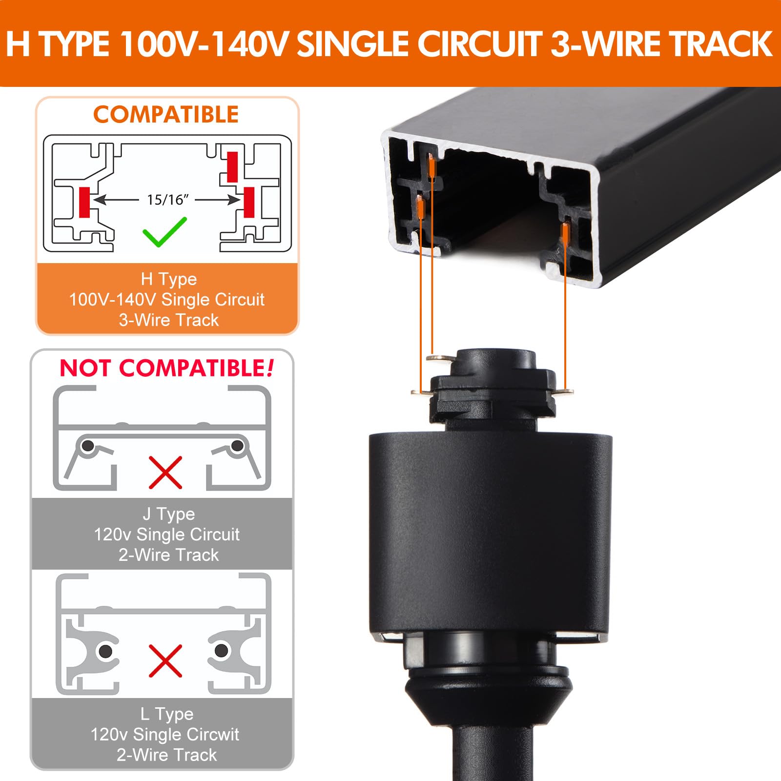 10W H Track Lighting Heads - Dimmable LED Track Lights, Black Ceiling Fixtures, 3000K Warm White, 900lm, 24° Beam Angle, CRI90+, Flicker Free - Perfect for Kitchen, Living Room, and Retail Spaces (Pack of 8)