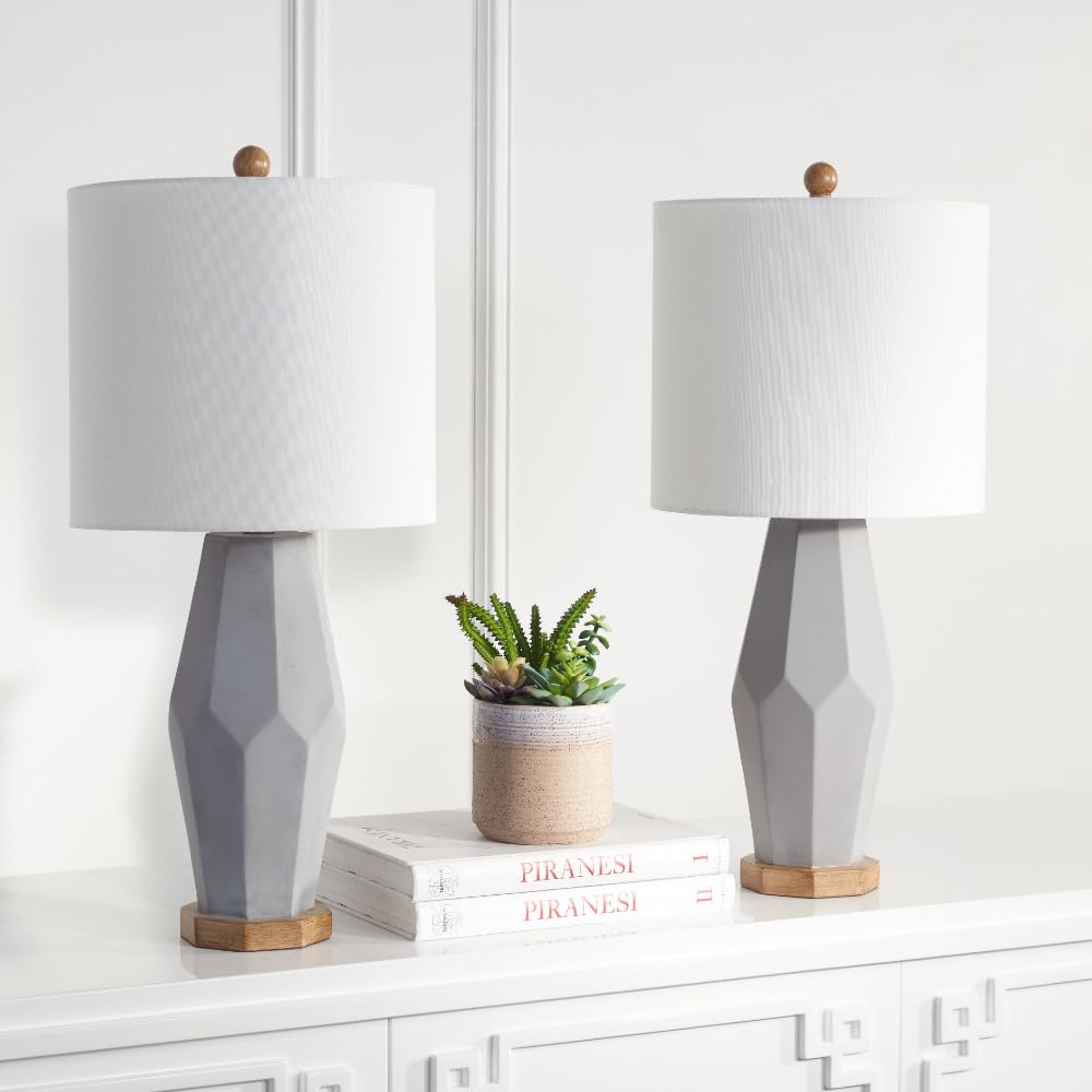 SAFAVIEH Landren Modern Grey Ceramic Table Lamp Set of 2 - 27