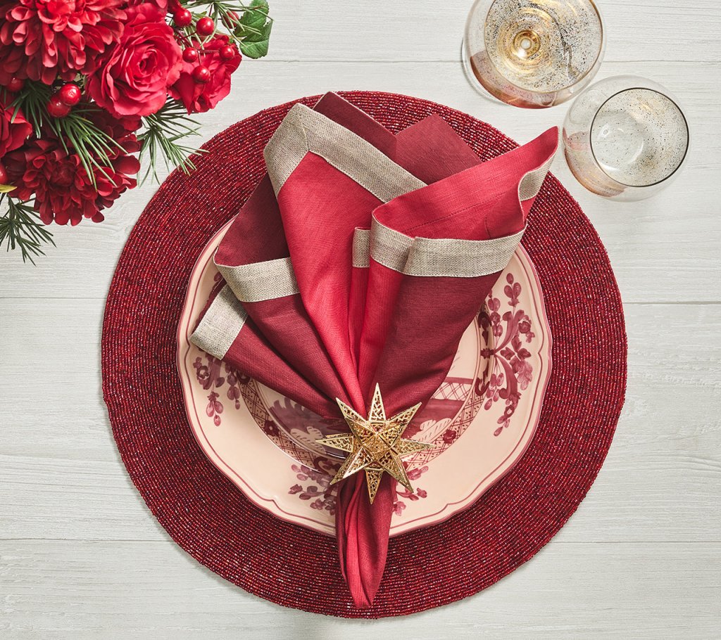 Elegant Dip Dye Napkins Set of 4 - Warm Earth Tones for Wedding, Dinner Party & Home Decor